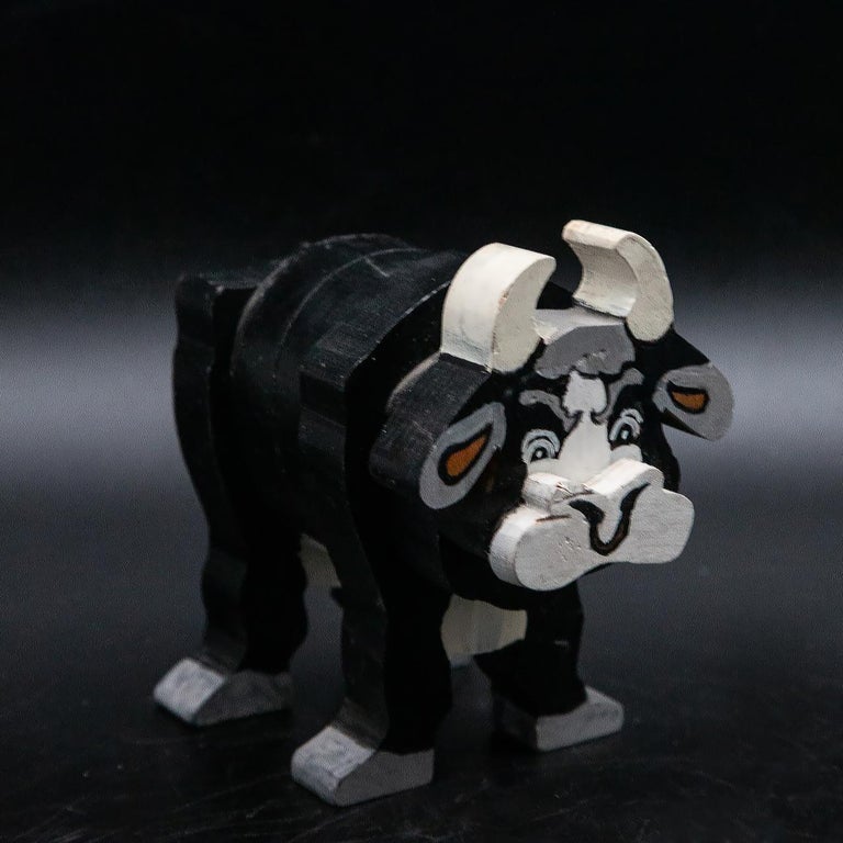 Mid-Century Handmade Painted Stacked Wood Folk Art Animals at 1stDibs