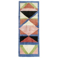 Midcentury Handmade Persian Art Deco Runner Inspired By Edward McKnight Kauffer