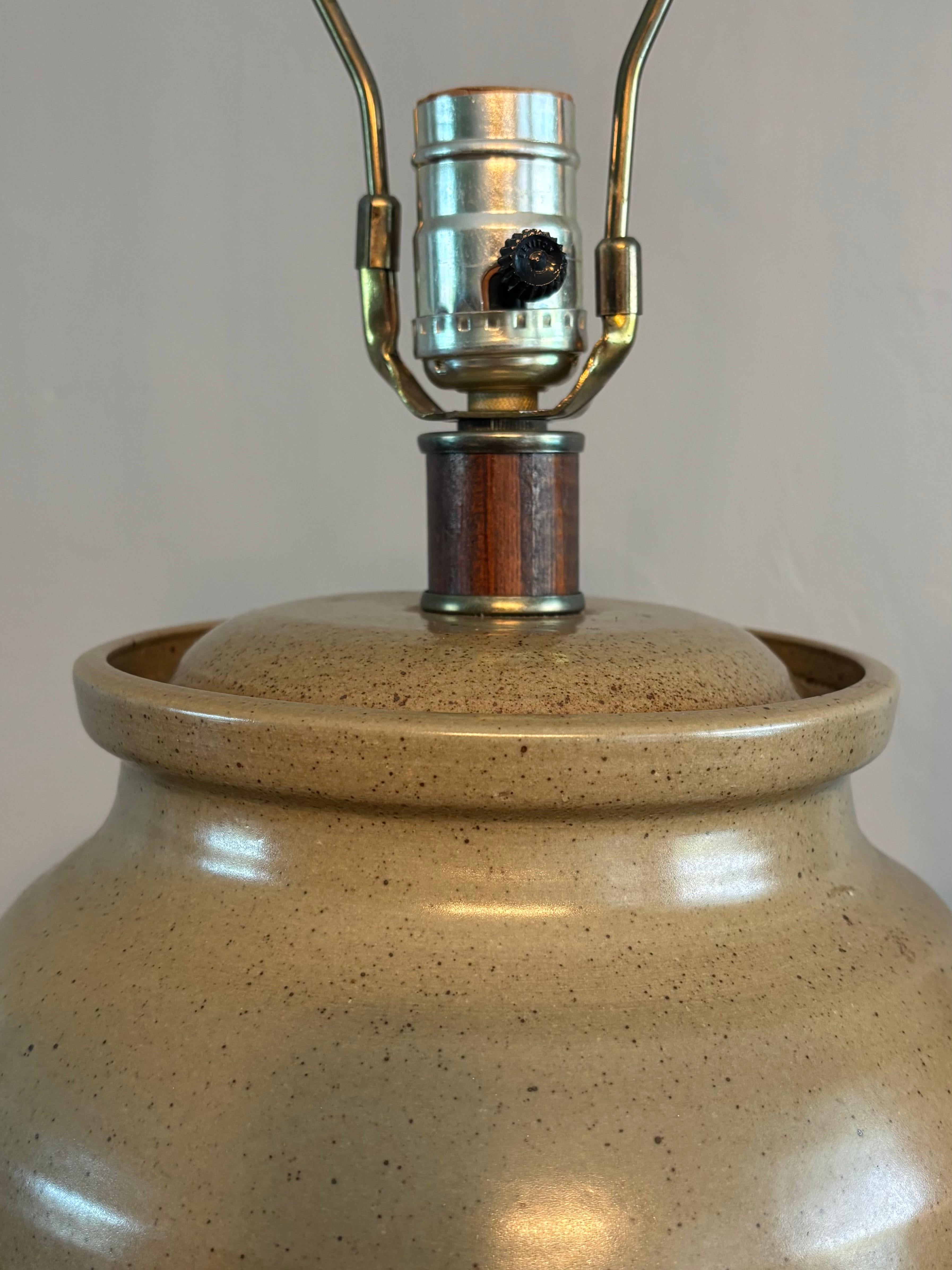 20th Century Mid Century Handmade Studio Ceramic Table Lamps, a Pair For Sale