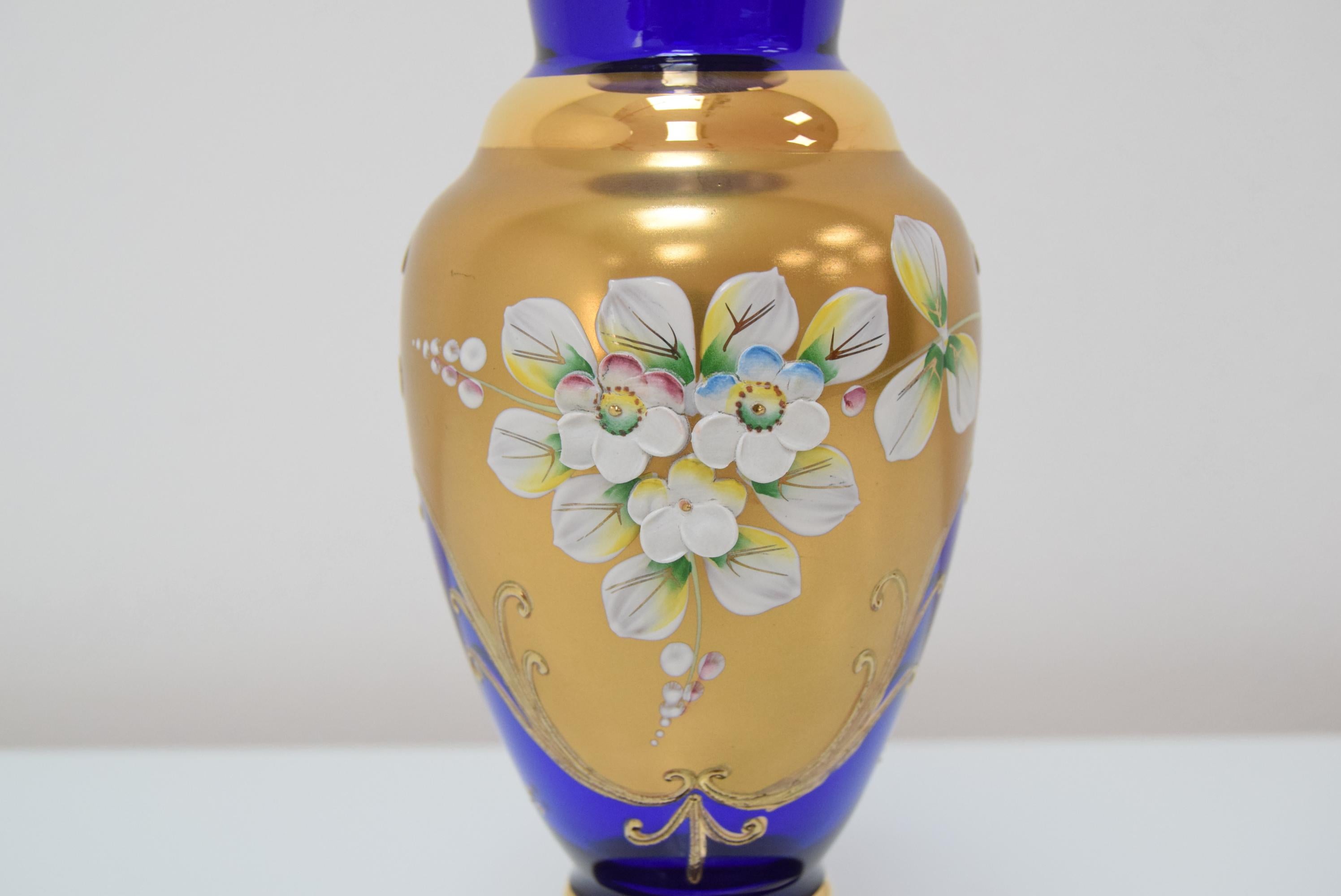 Mid-Century Modern Mid-Century Handmade Vase, by Novoborske Sklo 'Gilded', 1960's For Sale