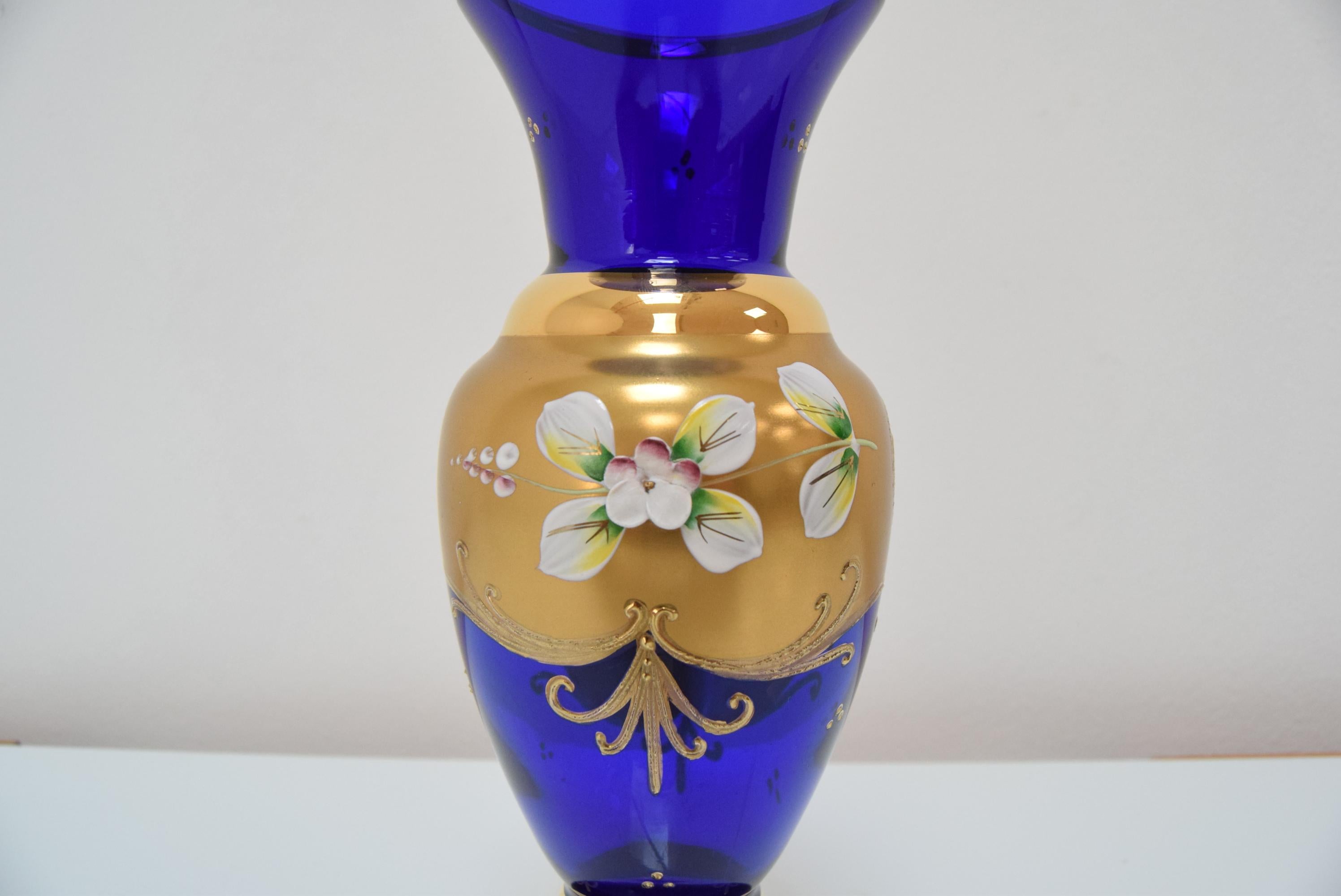 Ceco Vaso di metà secolo fatto a mano, di Novoborske Sklo 'Gilded', anni '60 in vendita