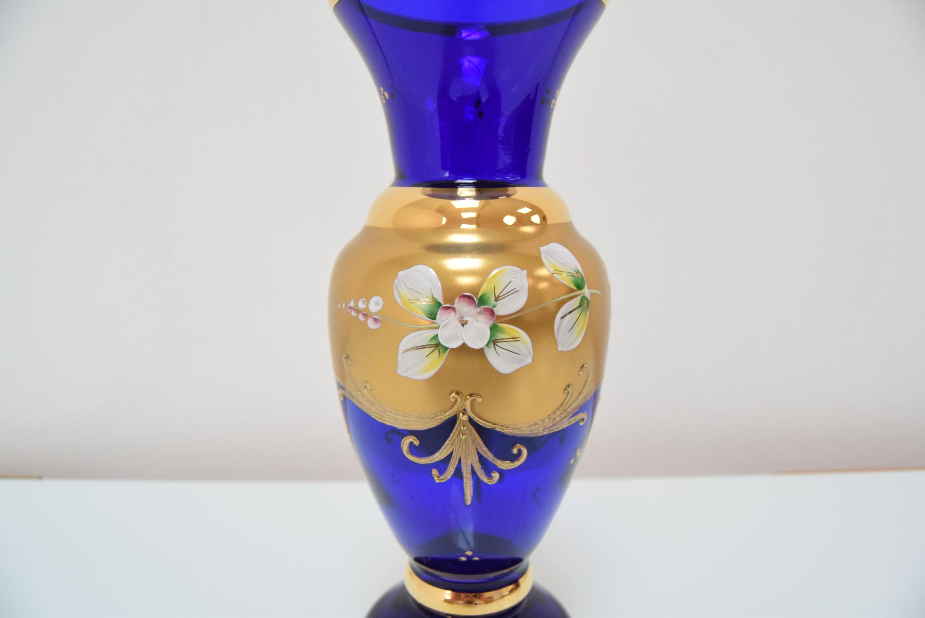 Mid-Century Handmade Vase, by Novoborske Sklo 'Gilded', 1960's In Good Condition For Sale In Praha, CZ