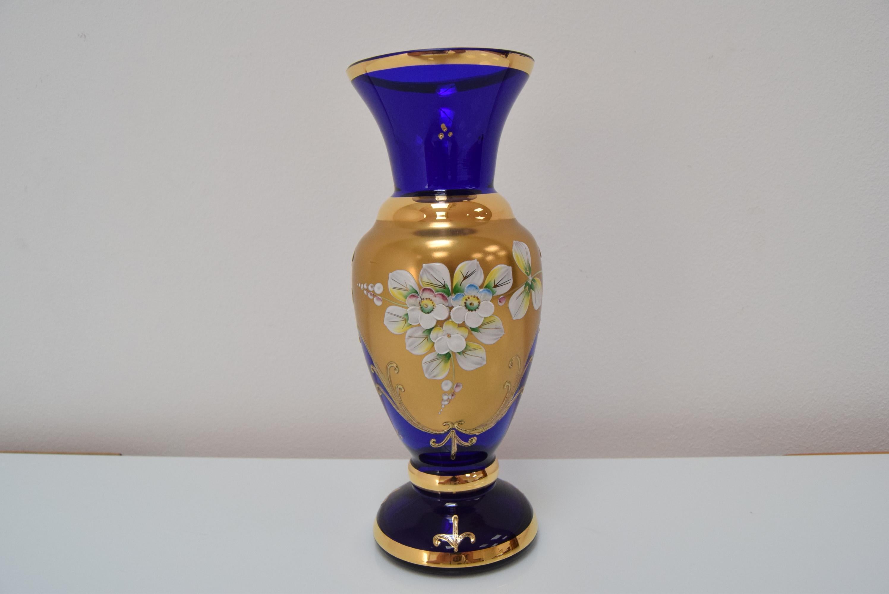 Mid-Century Handmade Vase, by Novoborske Sklo 'Gilded', 1960's For Sale 1