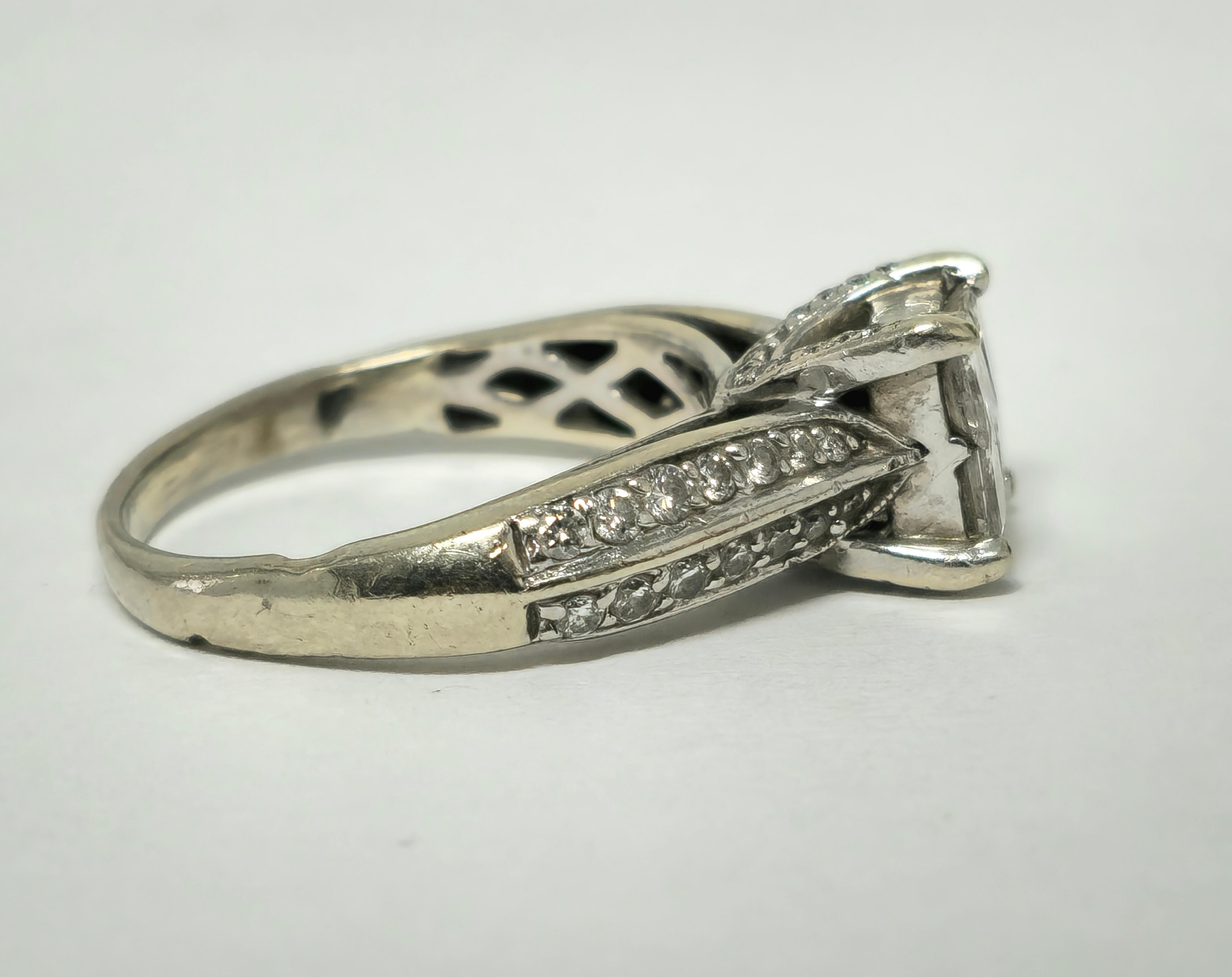 Princess Cut Mid Century Handmade Vintage 1.30 Carat Diamond Ring For Sale
