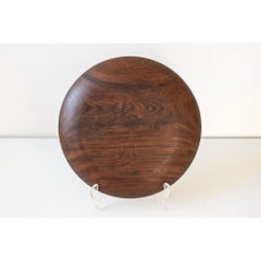 Assiette en bois faite à la main au milieu du siècle en wengé africain, années 1960