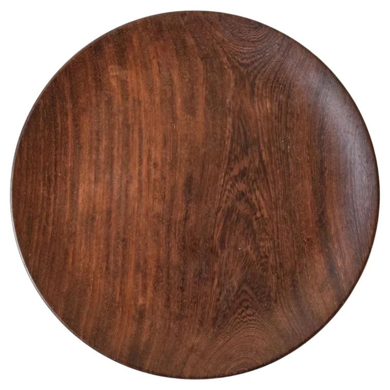Mid Century Handmade Wood Plate in African Wenge, 1960s For Sale at 1stDibs