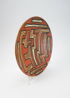Midcentury Hand Painted Wall Decoration Ceramic Plate, 1970s