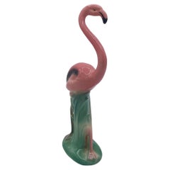 Mid-century "Handsome" Pink Flamingo Ceramic Tabletop Statue By Leftons
