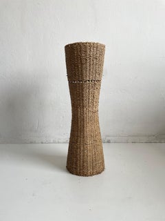 Mid Century Handwoven Banana Leaf Flower Pot Stand, Italy 1970s