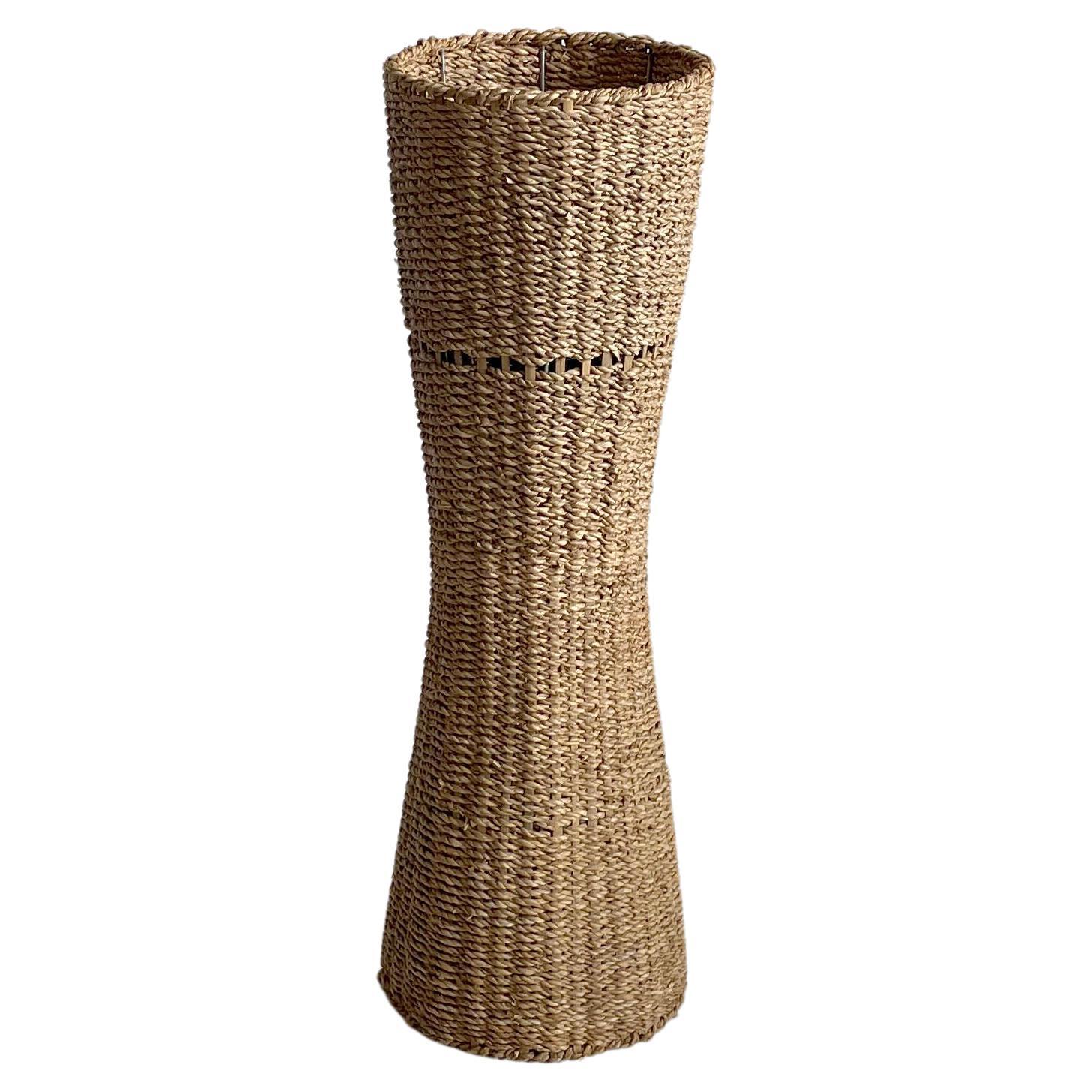 Mid Century Handwoven Banana Leaf Flower Pot Stand, Italy 1970s