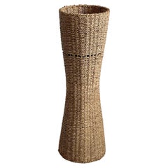 Mid Century Handwoven Banana Leaf Flower Pot Stand, Italien 1970er