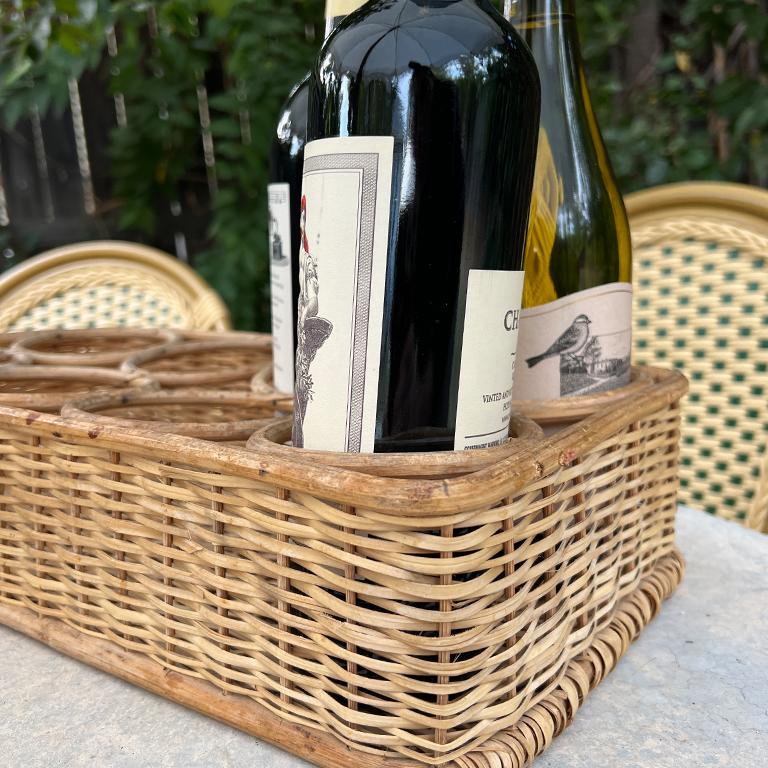 Mid-Century Handwoven Wicker Table Wine Rack or Tray — Sourced in Santa Fe For Sale 4
