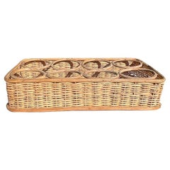 Mid-Century Handwoven Wicker Table Wine Rack or Tray — Sourced in Santa Fe