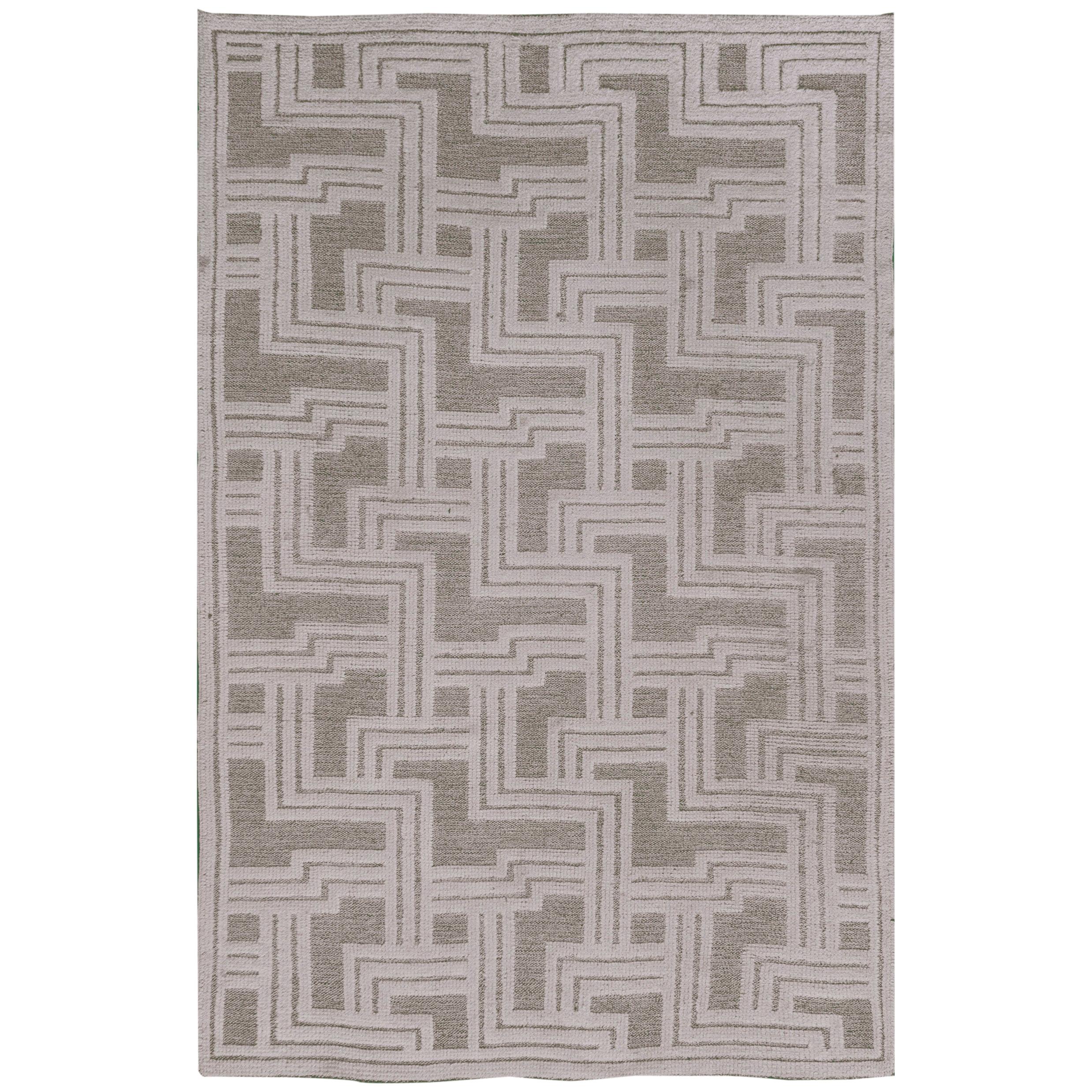 Mid-Century Handwoven Wool Swedish Rug For Sale