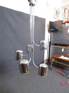 Mid-Century Hanging Chrome Metal Lamp