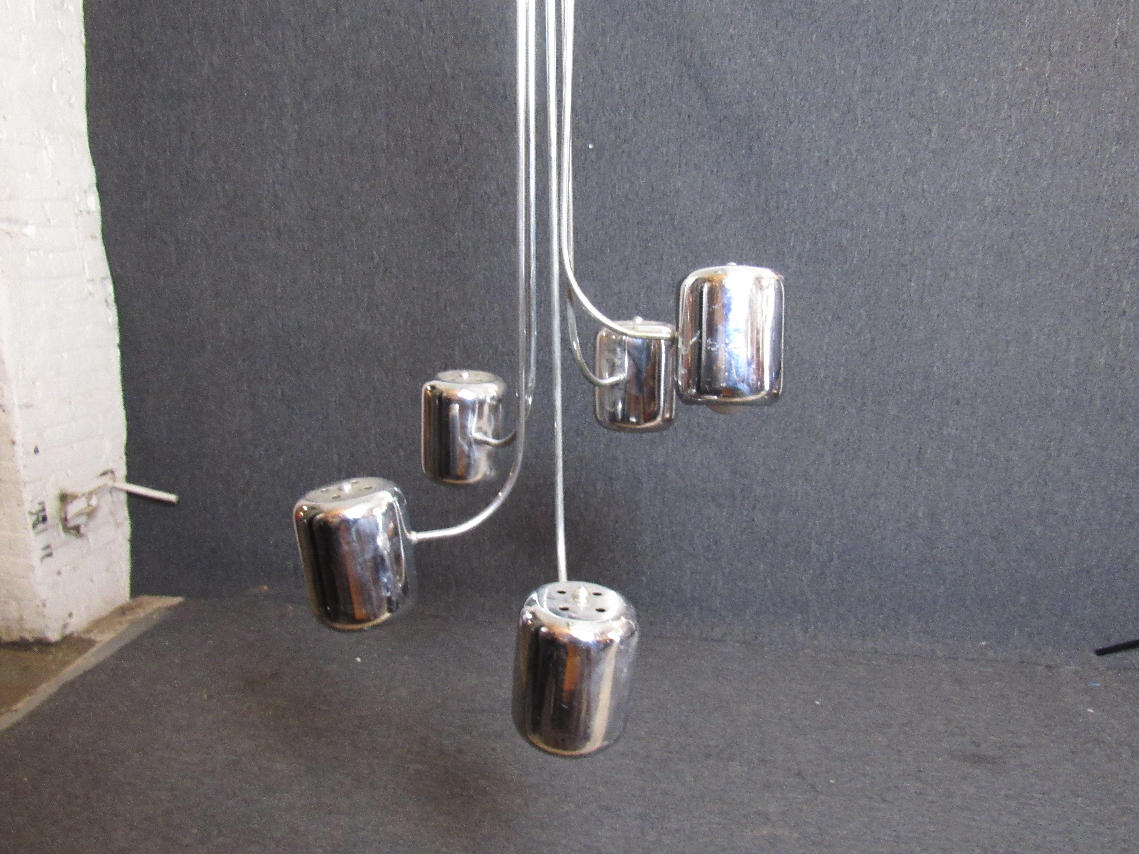 20th Century Mid-Century Hanging Chrome Metal Lamp For Sale