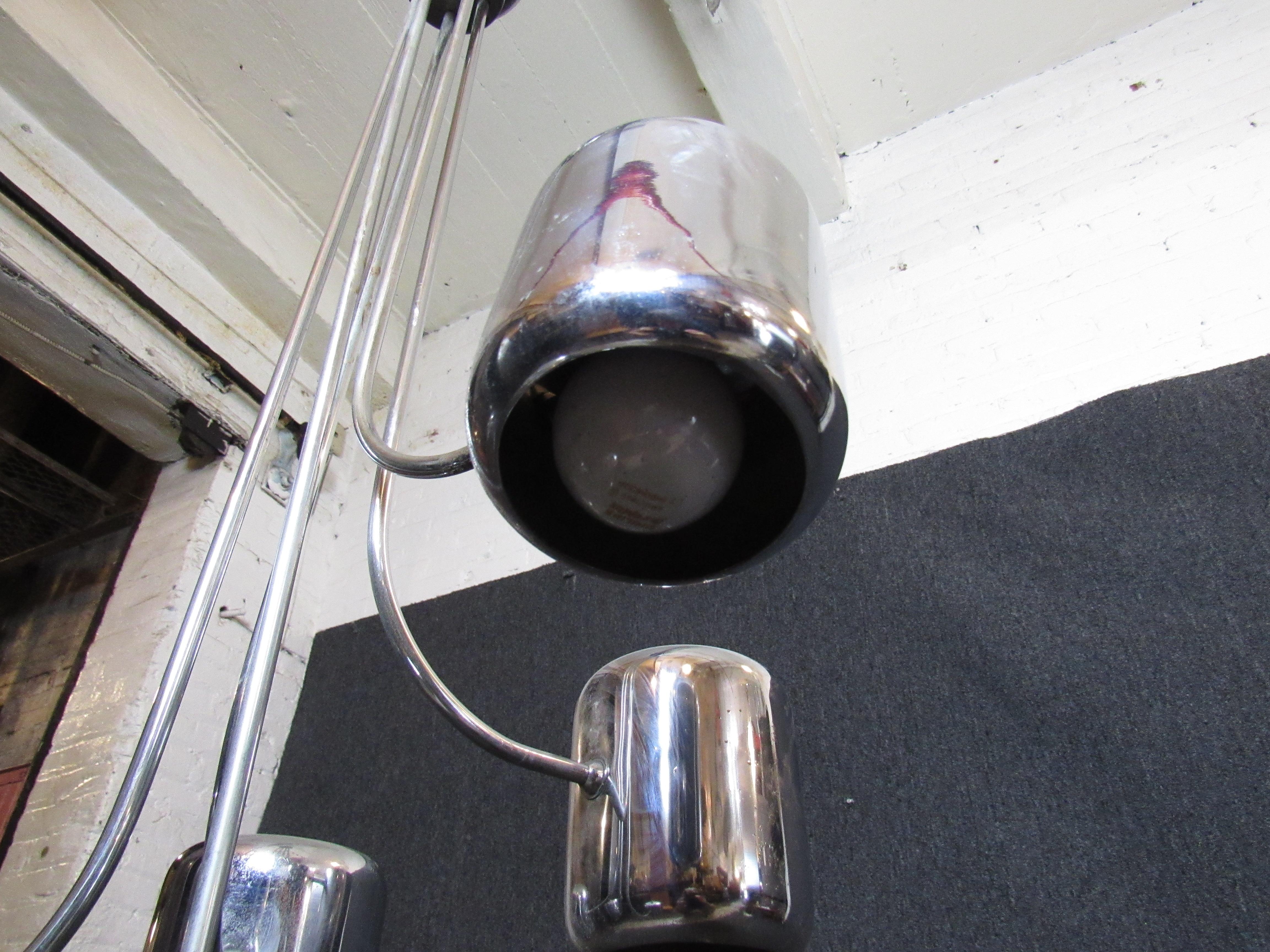 Mid-Century Hanging Chrome Metal Lamp For Sale 1