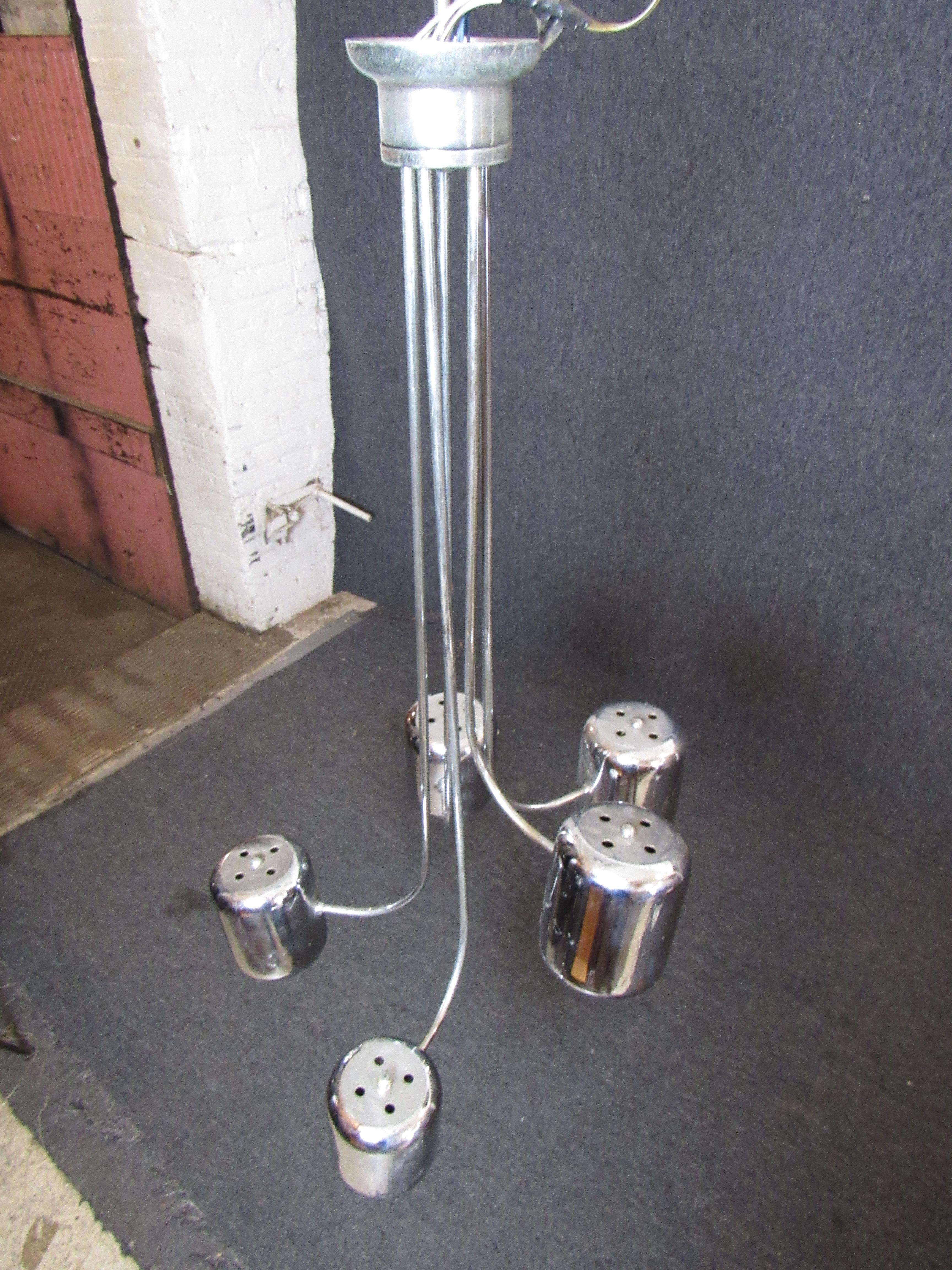 Mid-Century Hanging Chrome Metal Lamp For Sale 3