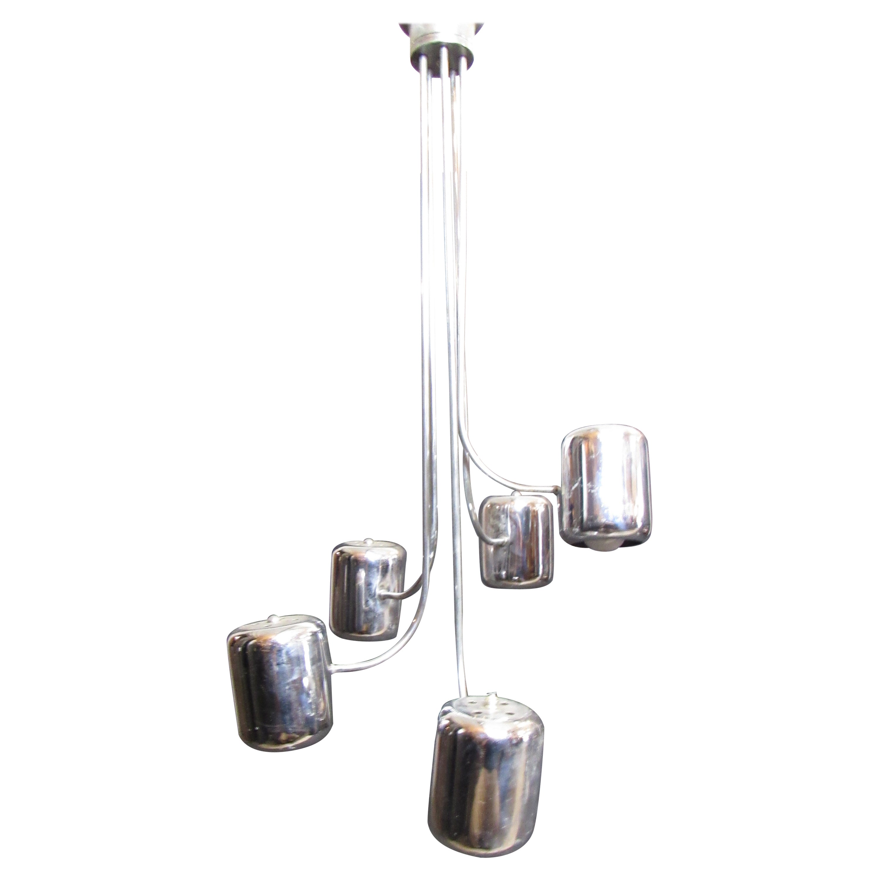 Mid-Century Hanging Chrome Metal Lamp
