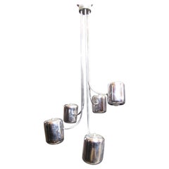 Mid-Century Hanging Chrome Metal Lamp
