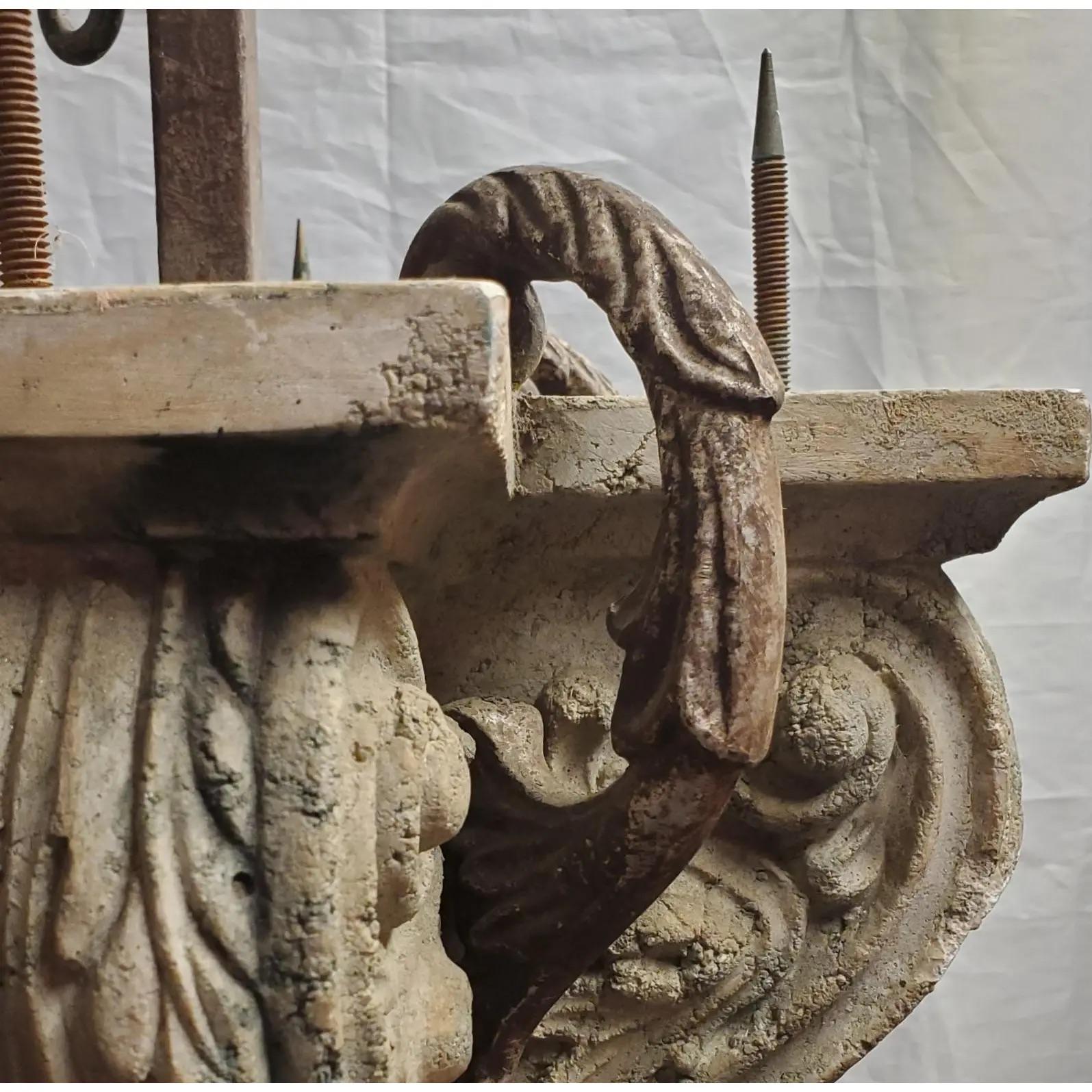 Mid Century Hanging Iron & Composite Pendant For Sale 6