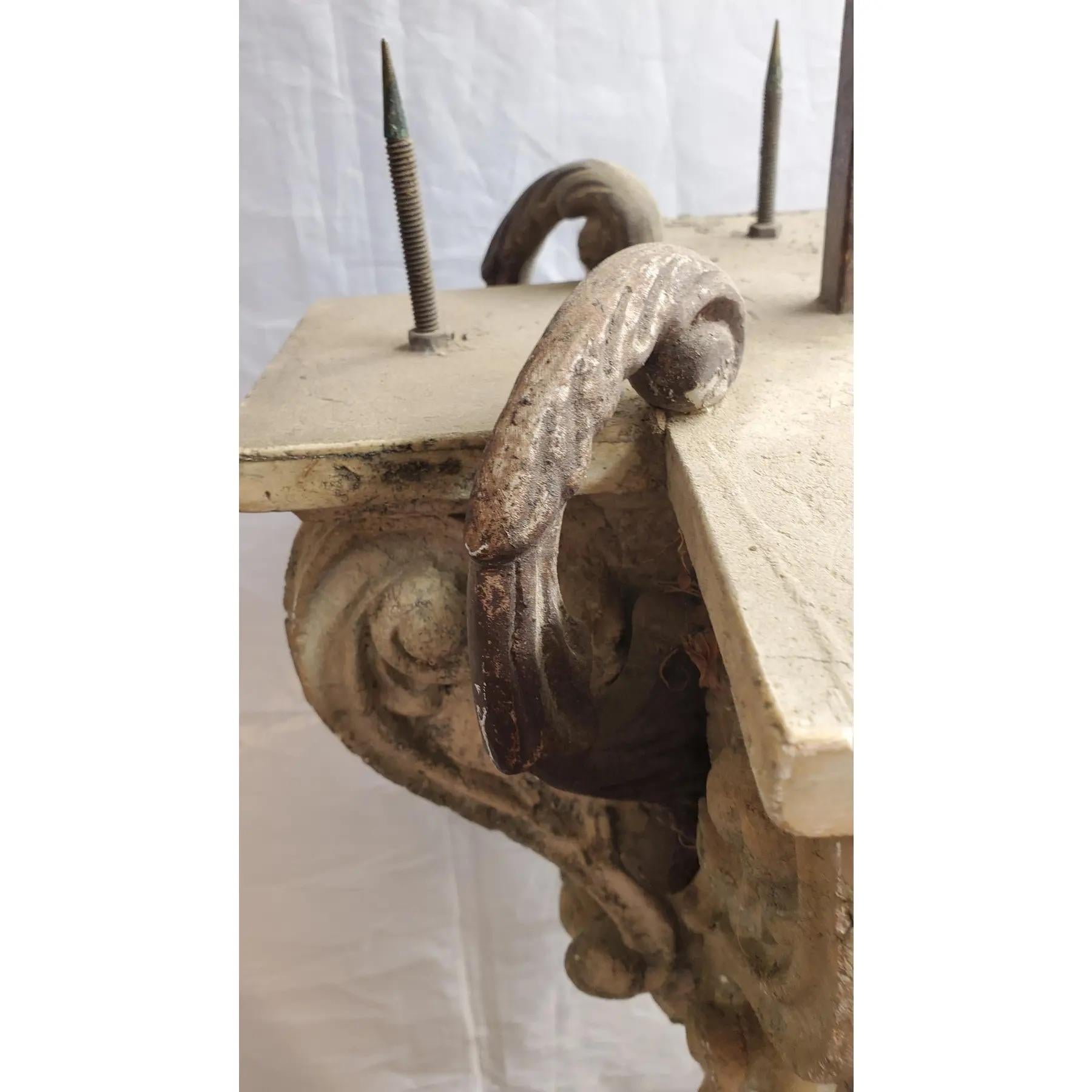 Mid Century Hanging Iron & Composite Pendant In Good Condition For Sale In Pasadena, CA