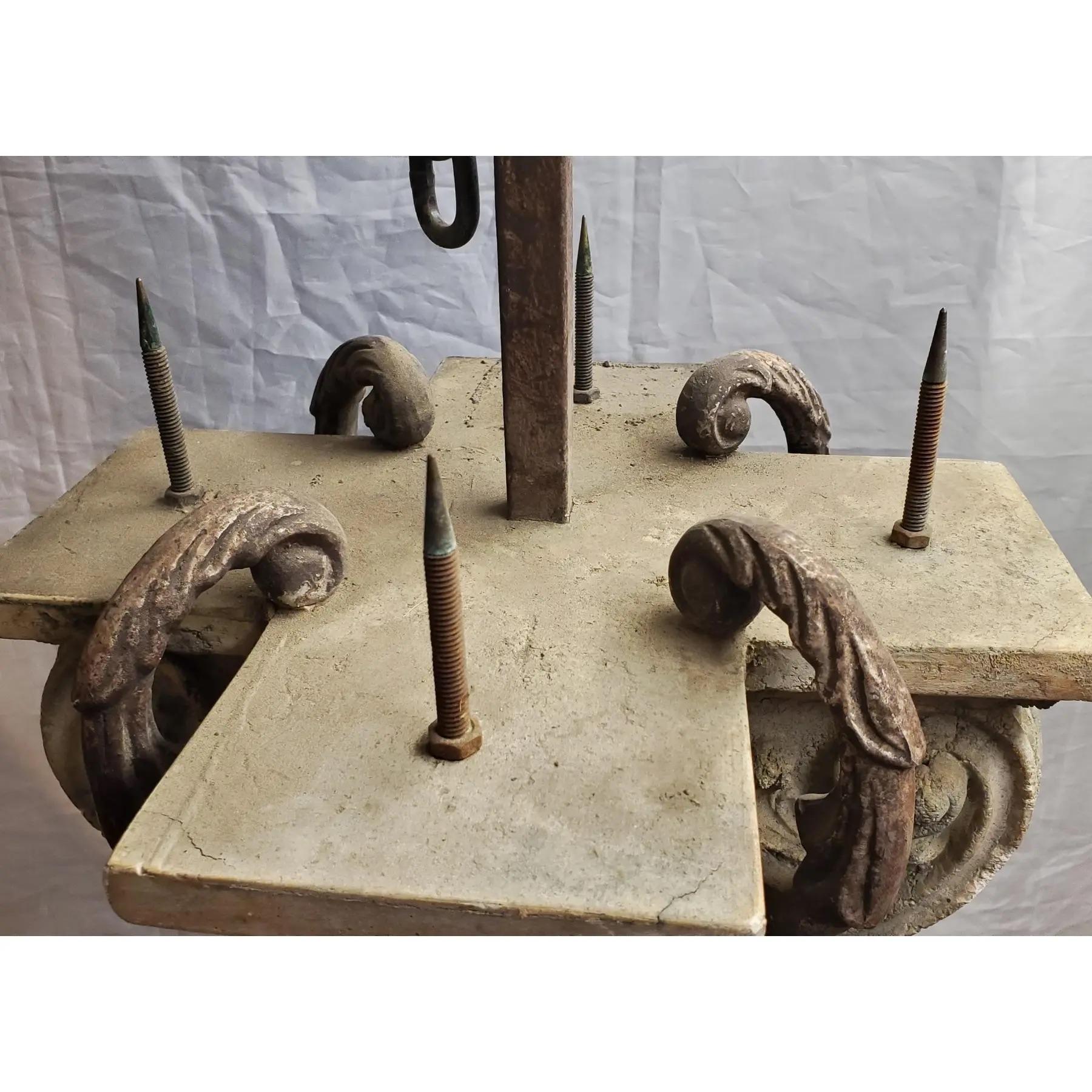 20th Century Mid Century Hanging Iron & Composite Pendant For Sale
