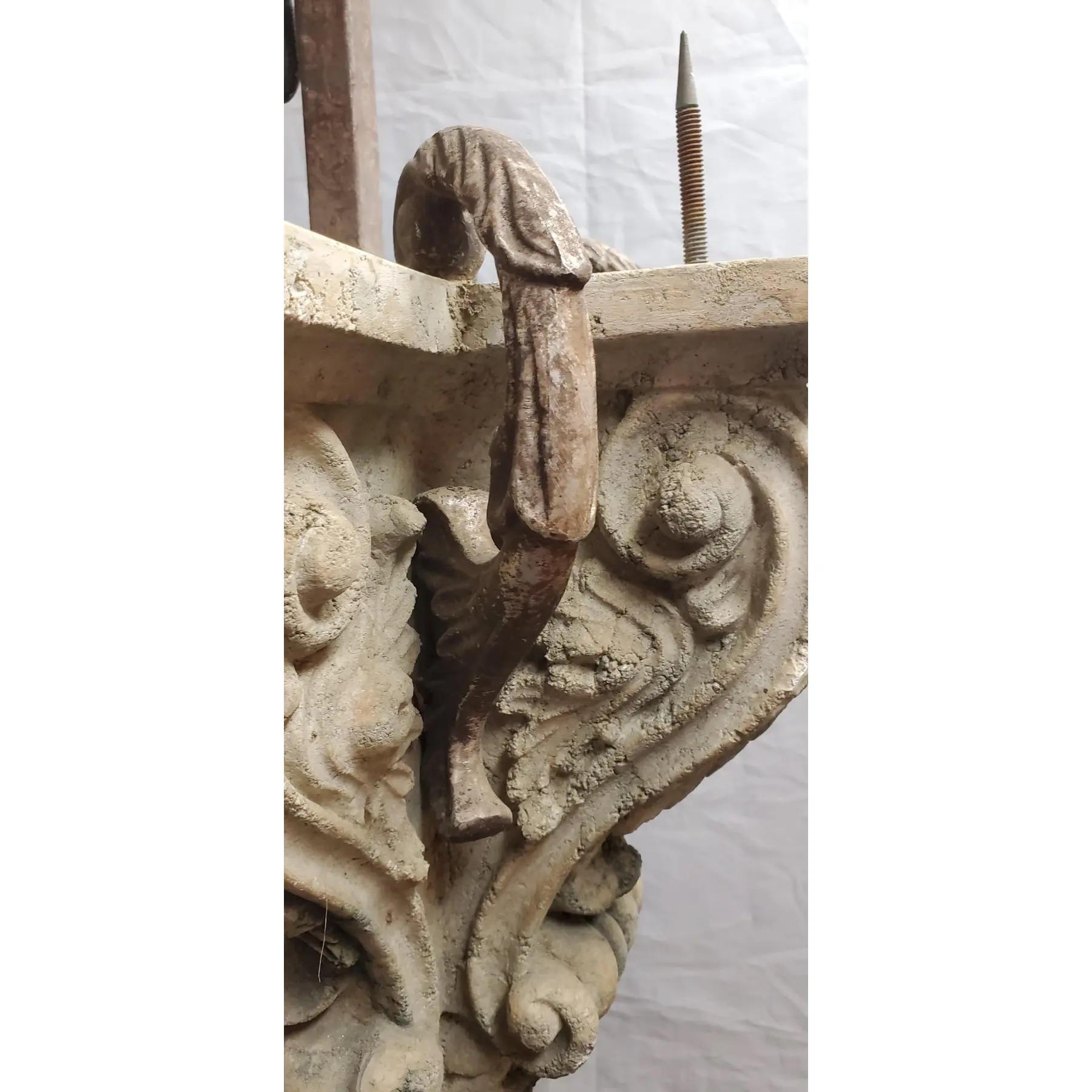 Mid Century Hanging Iron & Composite Pendant For Sale 3