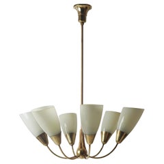 Mid-Century hanging lamp made of Glass and brass