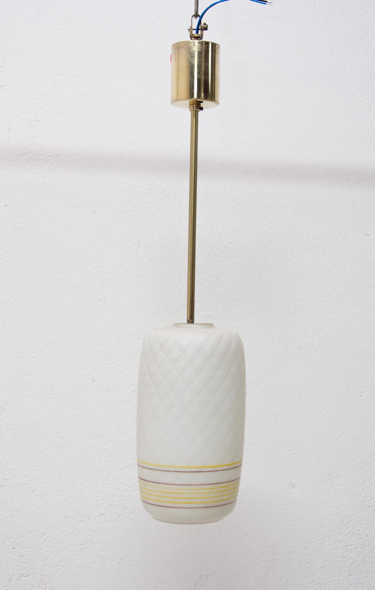 Plated Midcentury Hanging Lamp-Pendant, 1960s, Czechoslovakia For Sale