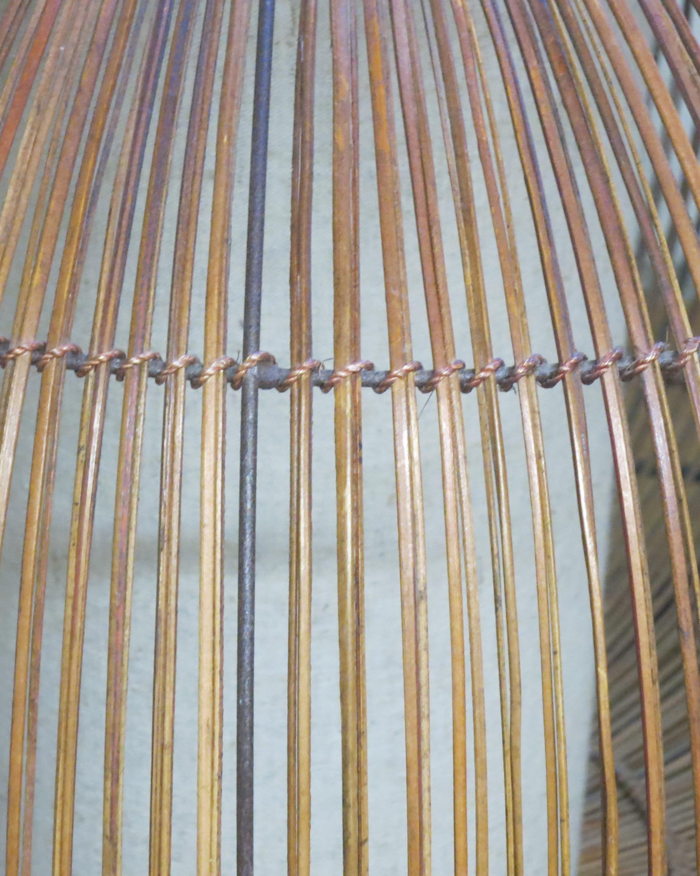 Late 20th Century Midcentury Hanging Lamp Rattan or Natural Fiber Oval Shape