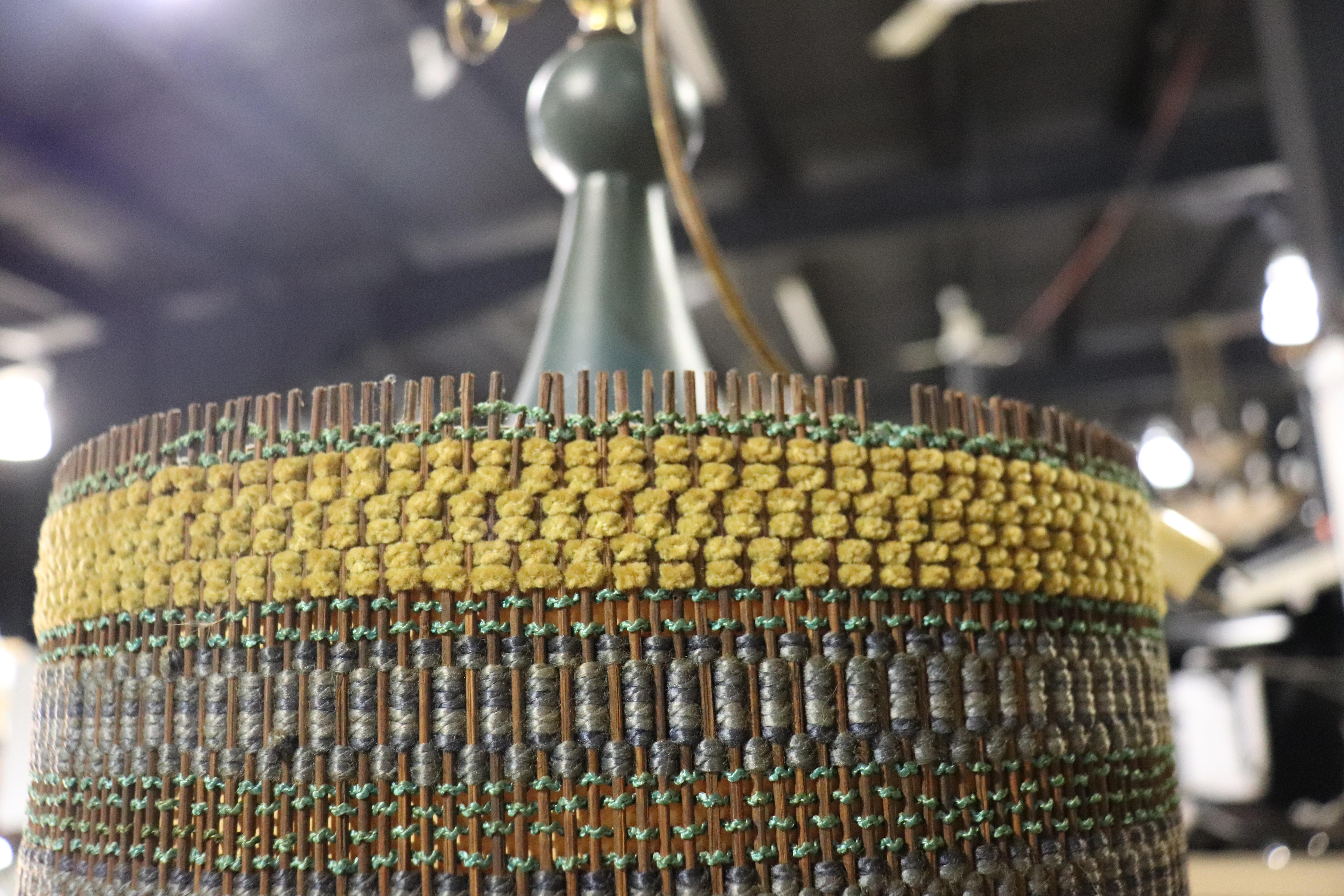 Fabric Mid-Century Hanging Pendant For Sale