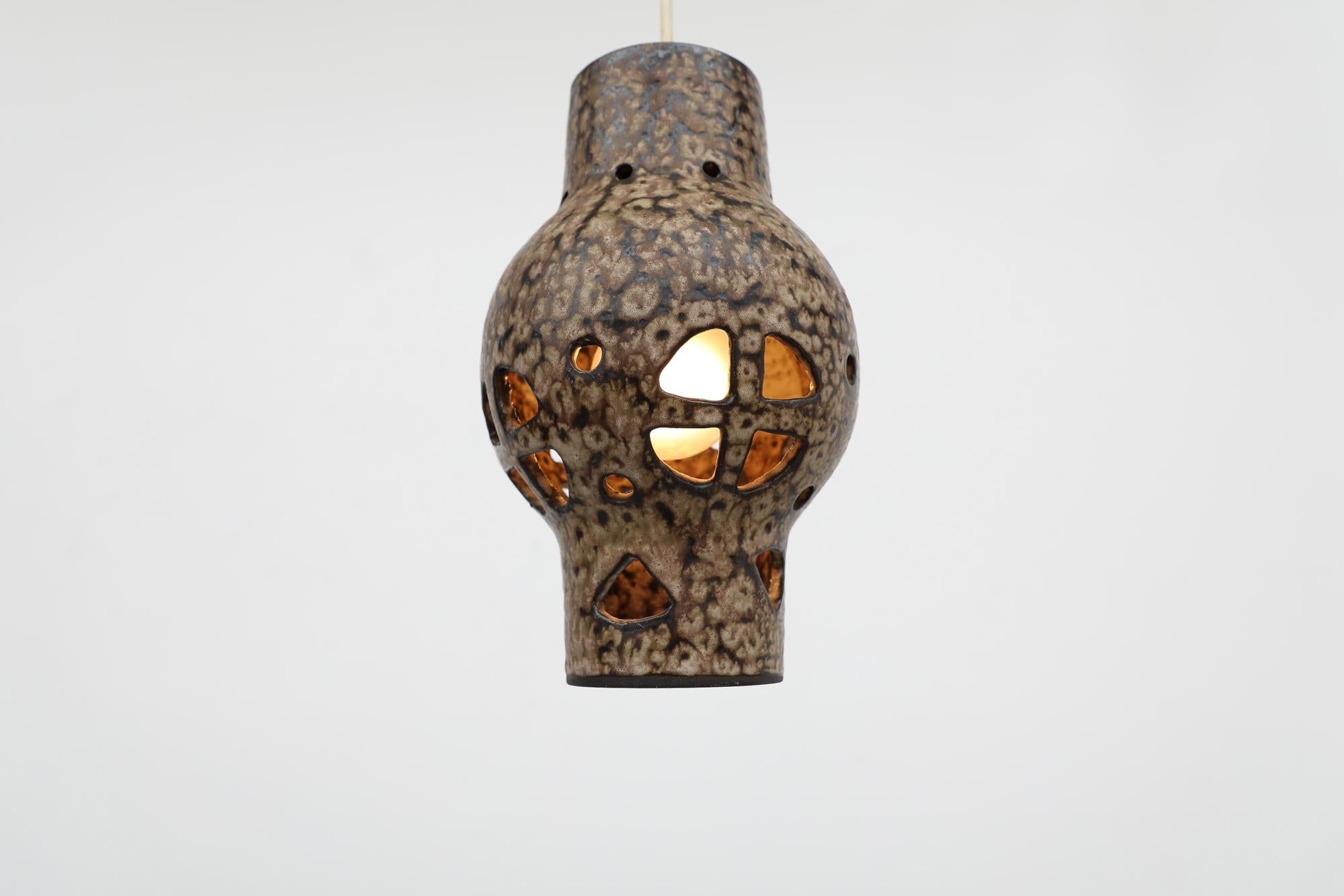 Glazed Mid-Century Hannie Mein Hand Made Ceramic Pendant Light For Sale