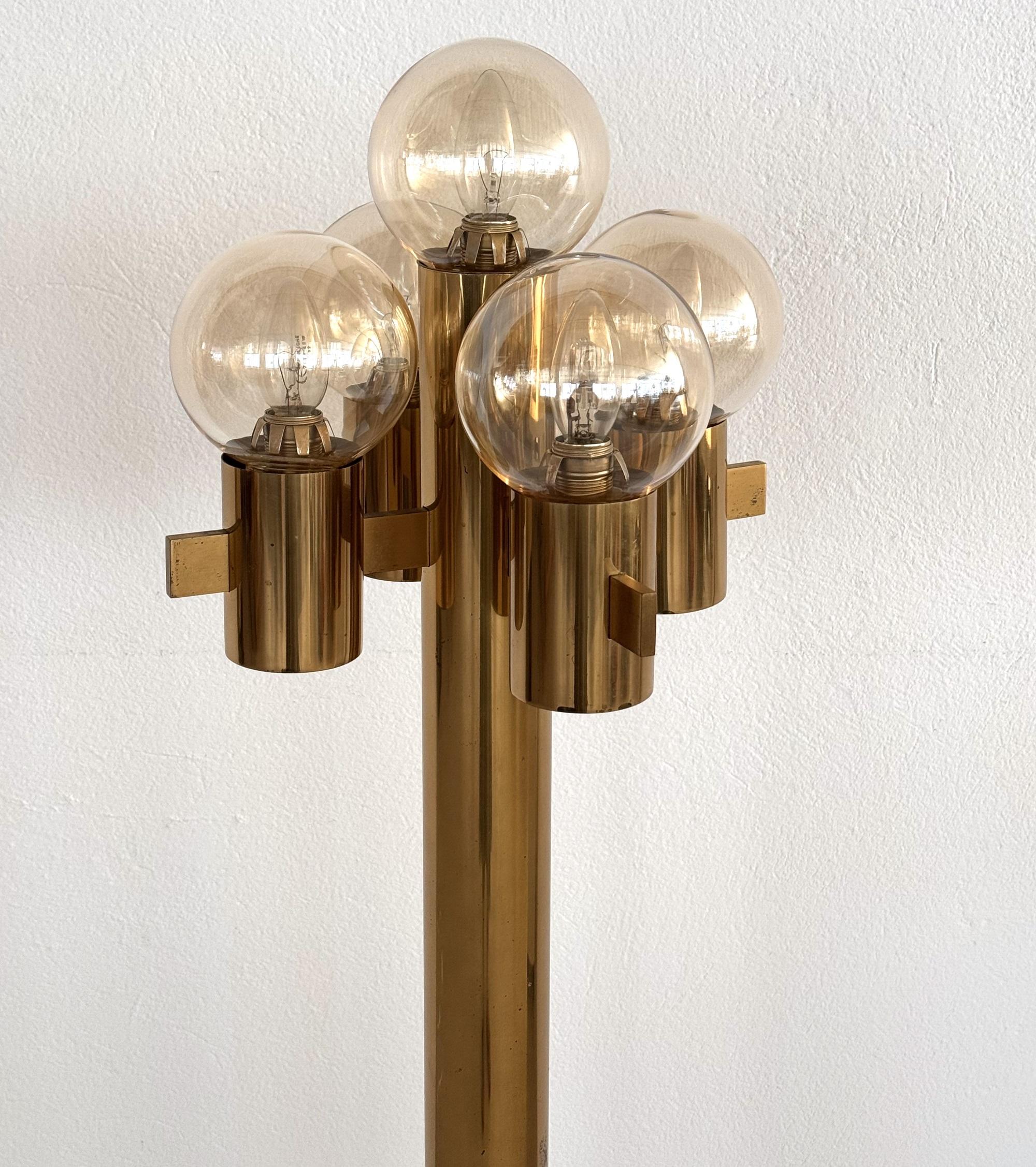 Mid-Century Hans-Agne Jakobsson Brass Floor Lamp with 5 Glasses For Sale 6
