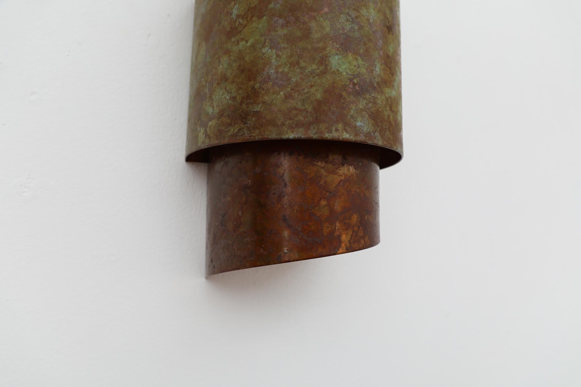Mid-Century Hans-Agne Jakobsson Style Copper Geometric Wall Sconce For Sale 6