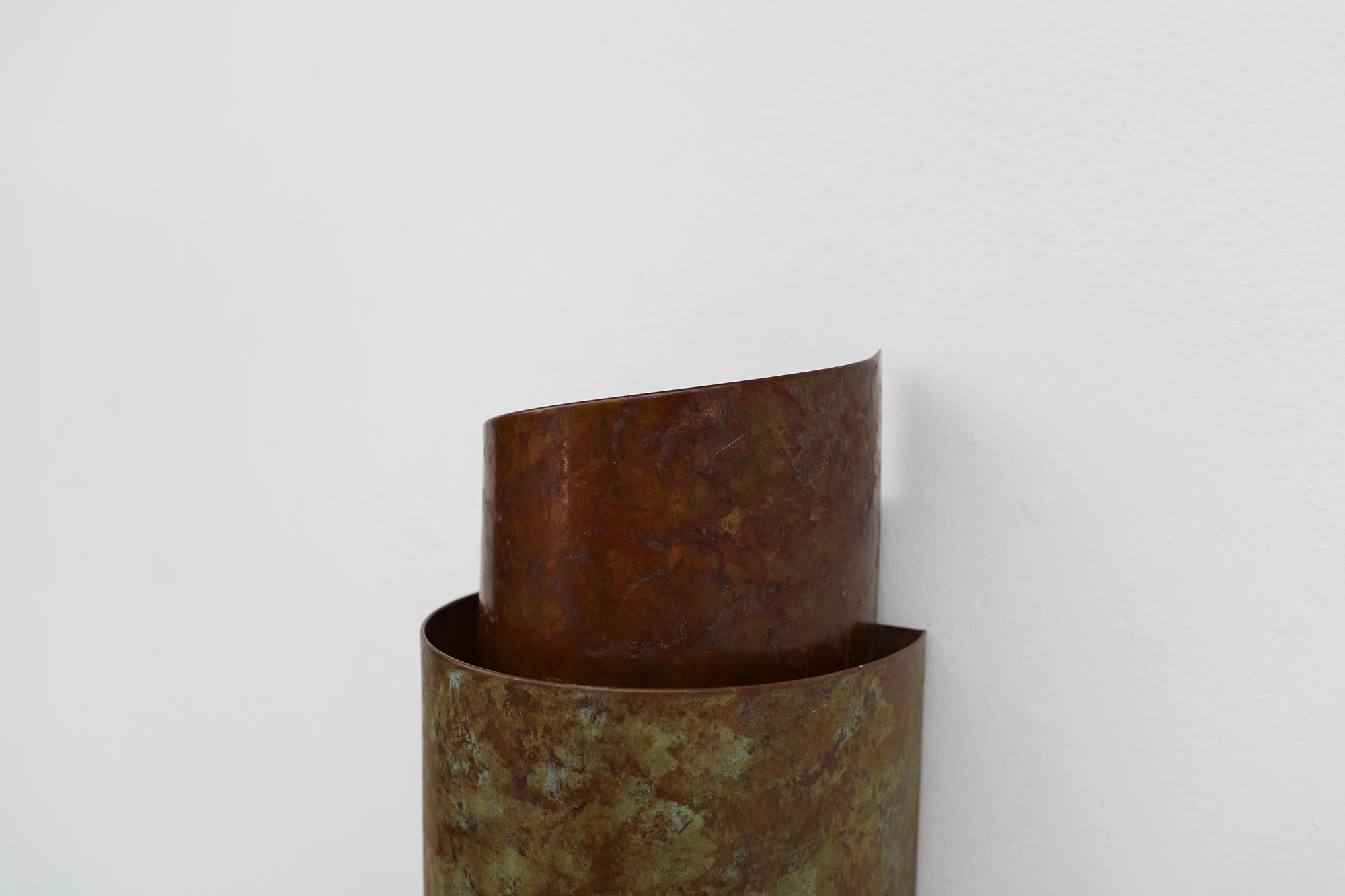 Mid-Century Hans-Agne Jakobsson Style Copper Geometric Wall Sconce For Sale 7