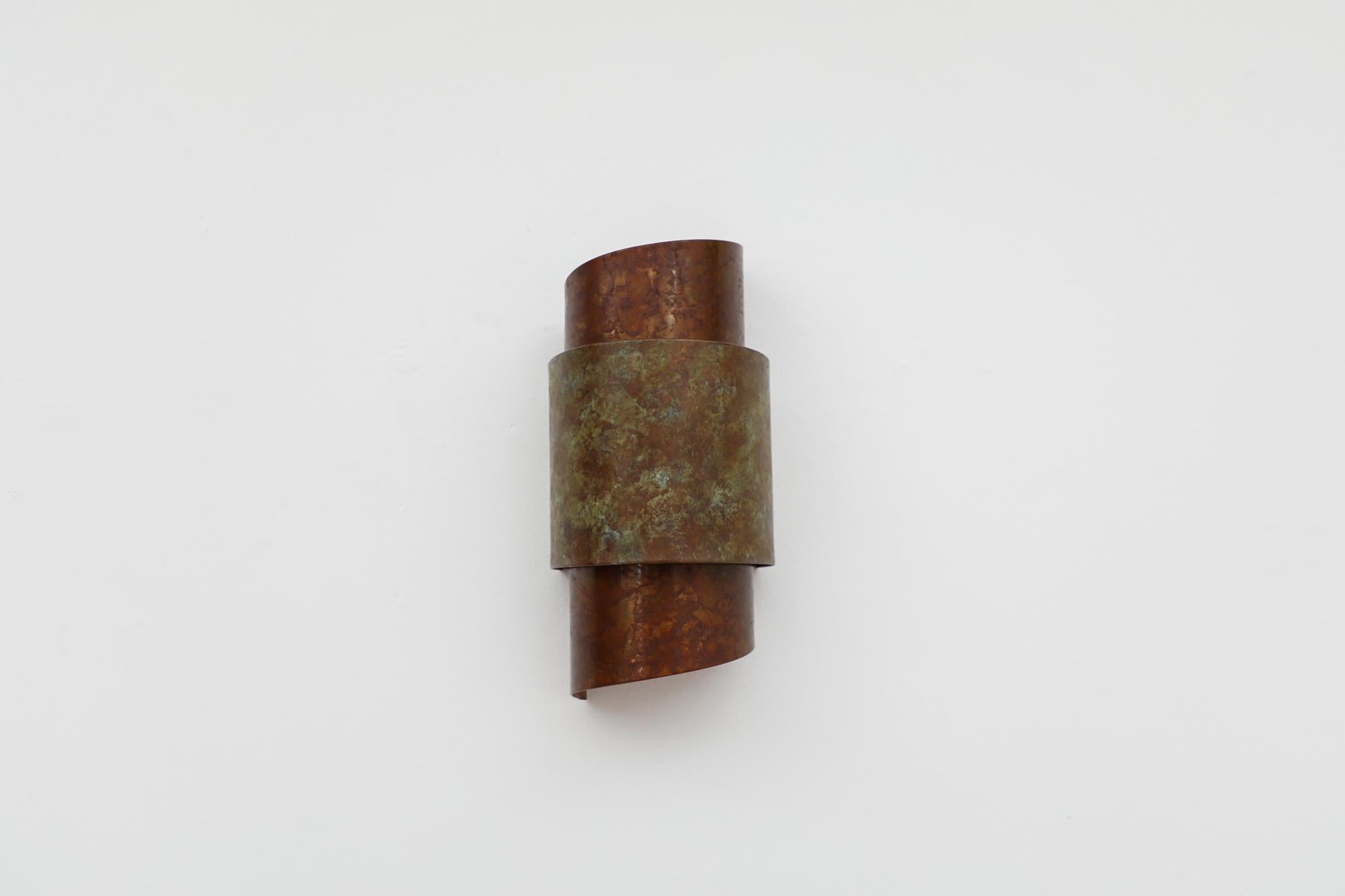 Mid-Century Modern Mid-Century Hans-Agne Jakobsson Style Copper Geometric Wall Sconce For Sale
