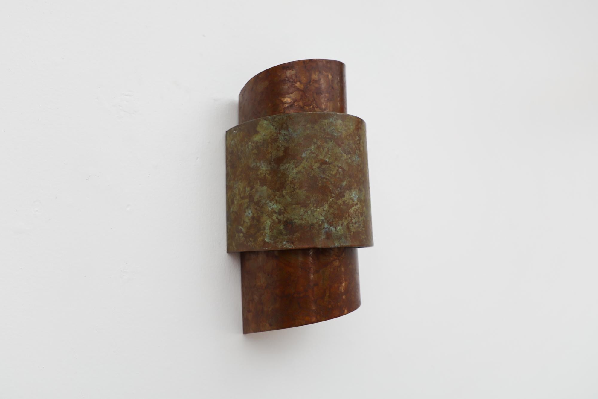 Dutch Mid-Century Hans-Agne Jakobsson Style Copper Geometric Wall Sconce For Sale