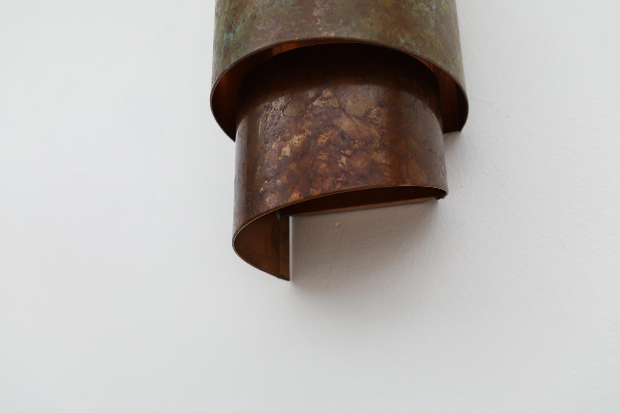 Late 20th Century Mid-Century Hans-Agne Jakobsson Style Copper Geometric Wall Sconce