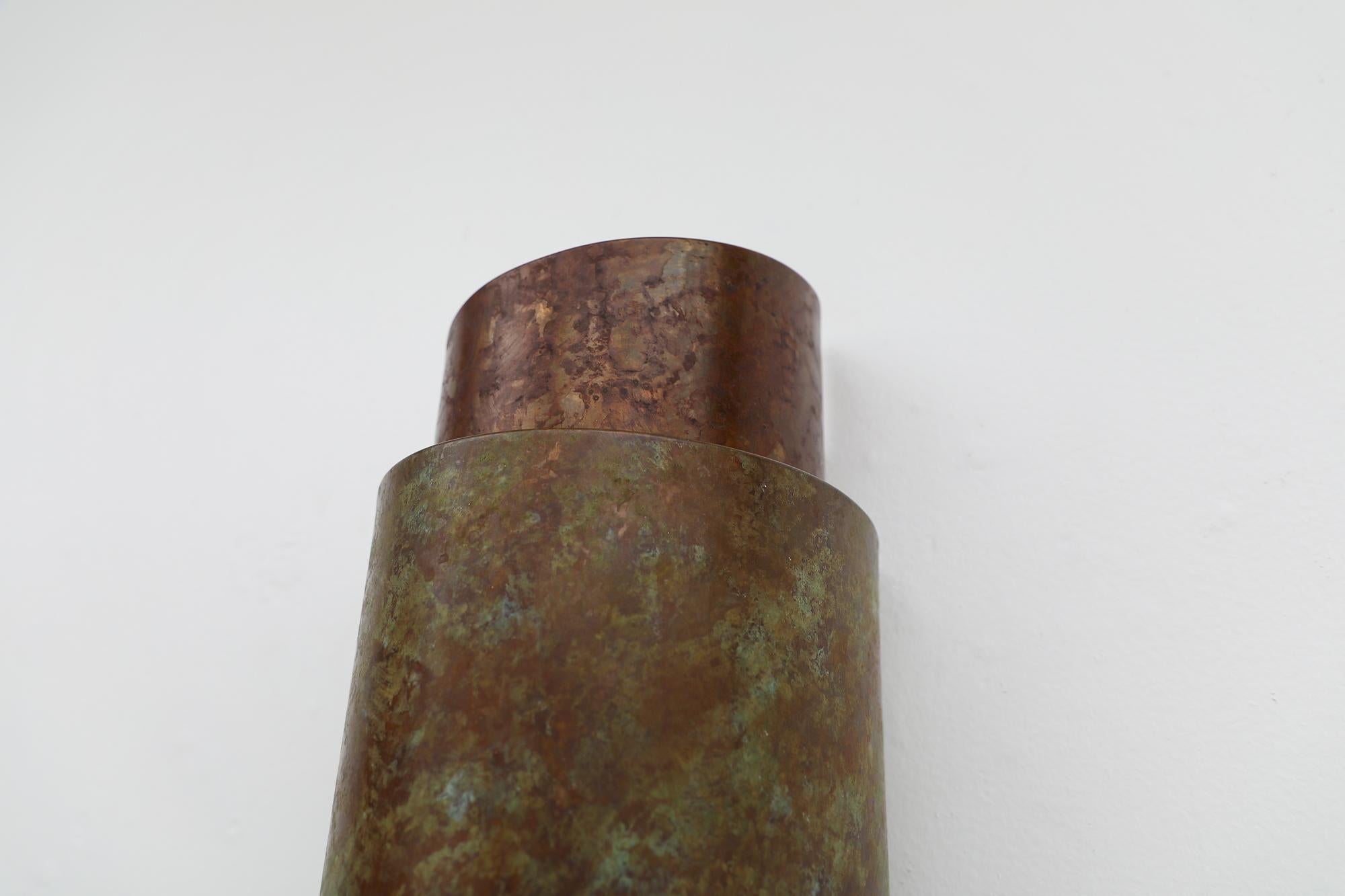 Mid-Century Hans-Agne Jakobsson Style Copper Geometric Wall Sconce For Sale 1