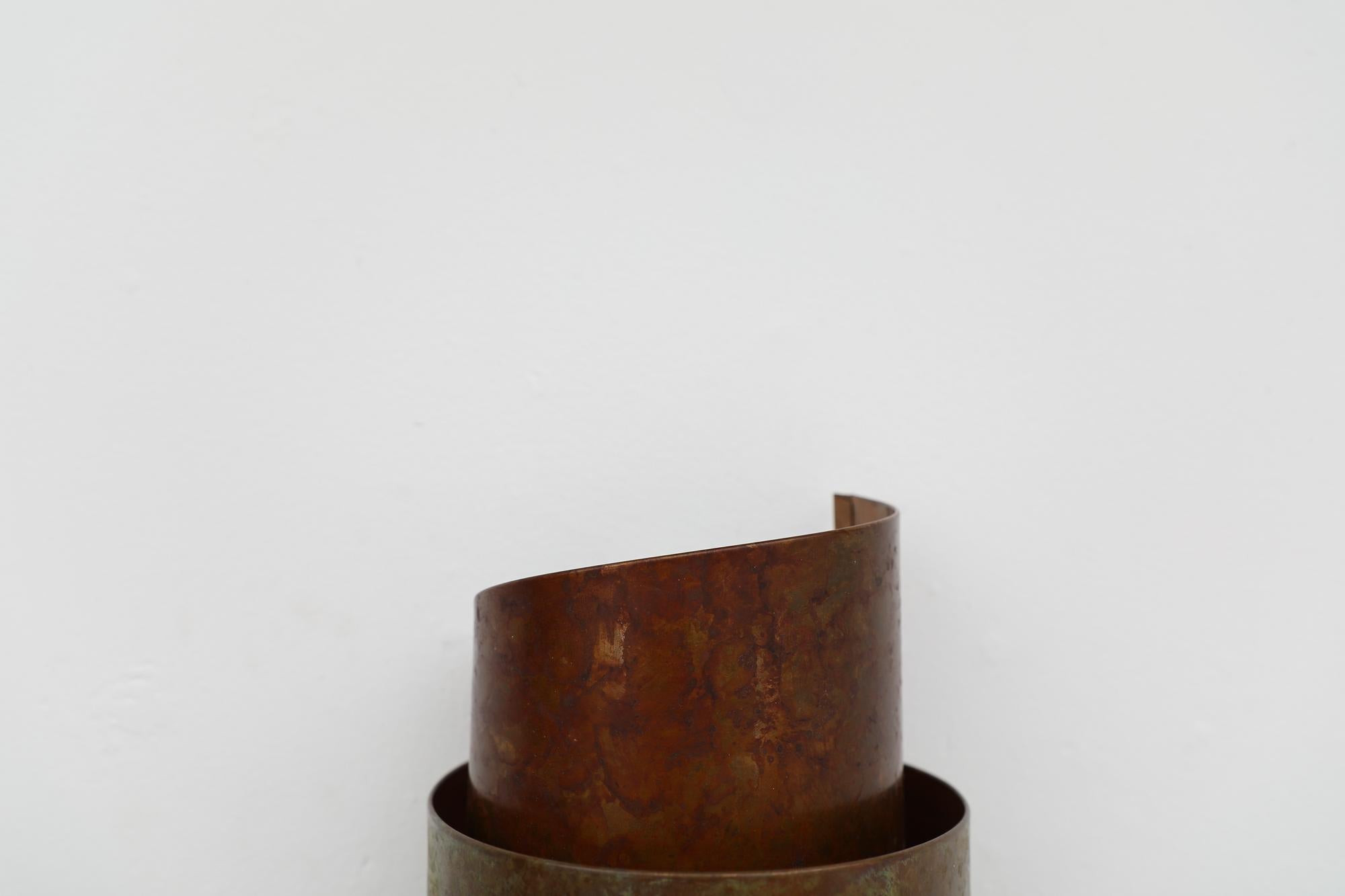 Mid-Century Hans-Agne Jakobsson Style Copper Geometric Wall Sconce For Sale 2