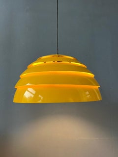 Mid Century Hans-Agne Jakobsson Yellow Dome Hanging Lamp, 1970's