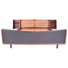 Midcentury Hans J Wegner Double Master Bed with Teak and Rattan