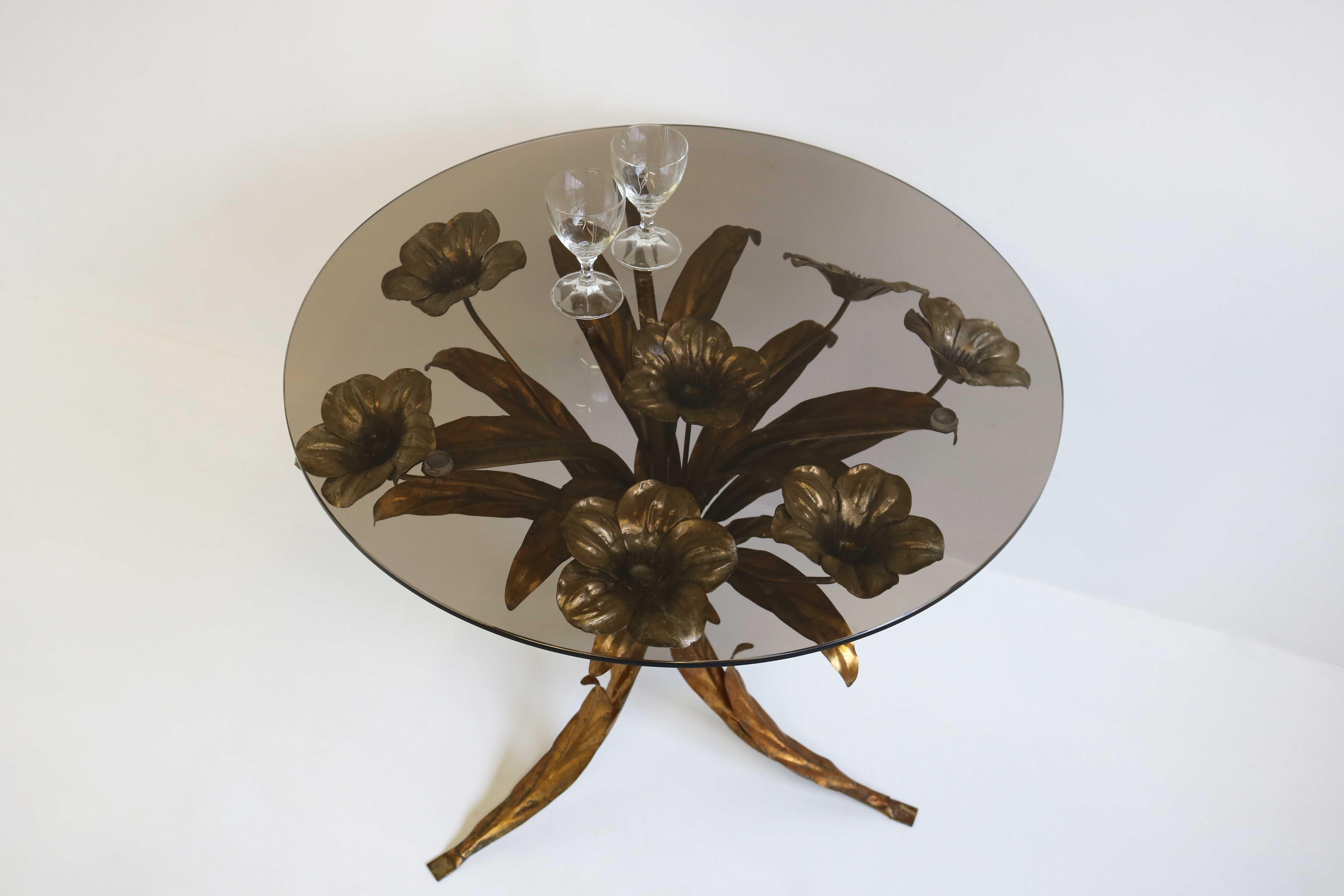 Mid-Century Hans Kögl Gold & Silver Gilt Flower Side Table Hollywood Regency 5