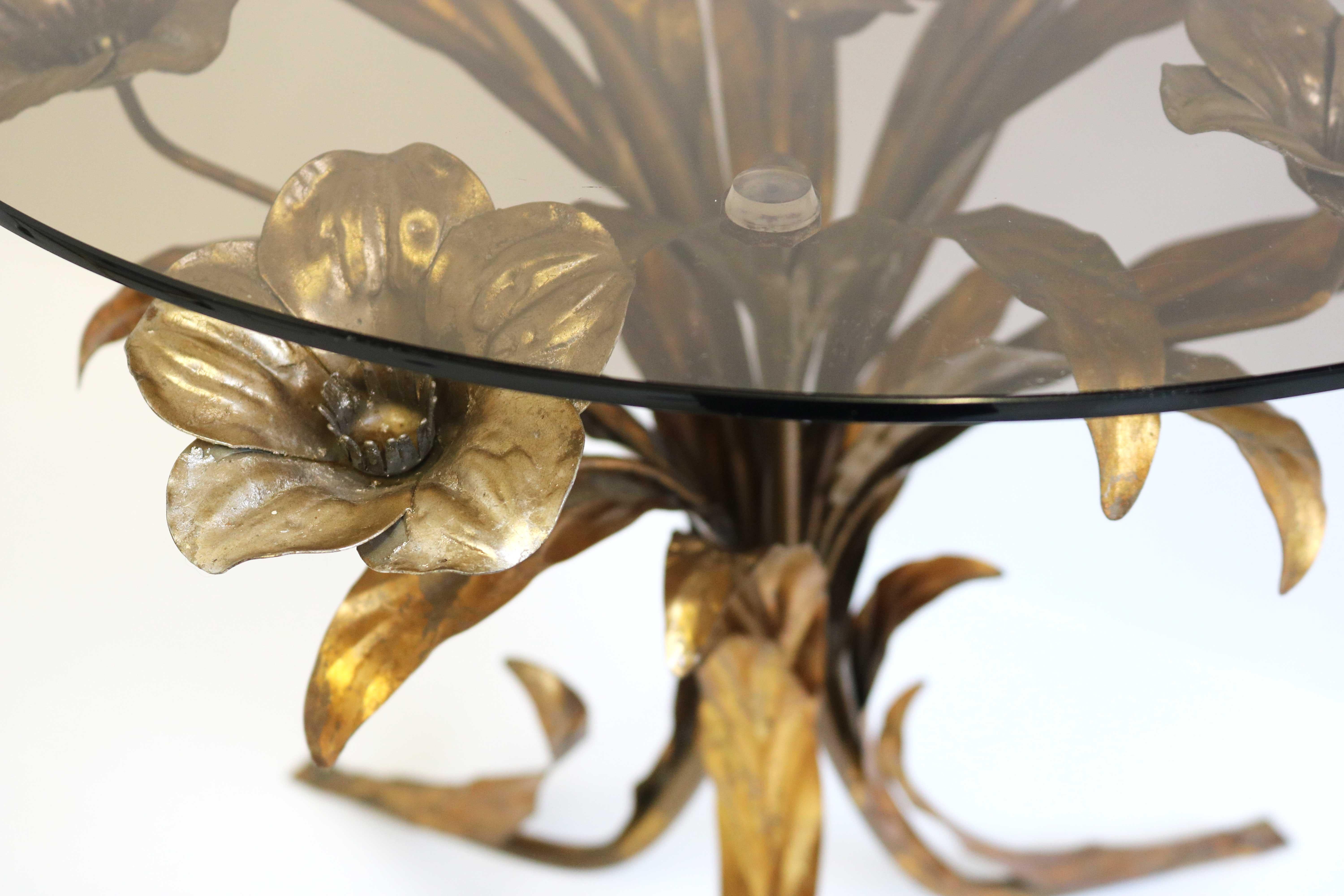 Mid-Century Hans Kögl Gold & Silver Gilt Flower Side Table Hollywood Regency In Good Condition In Ijzendijke, NL