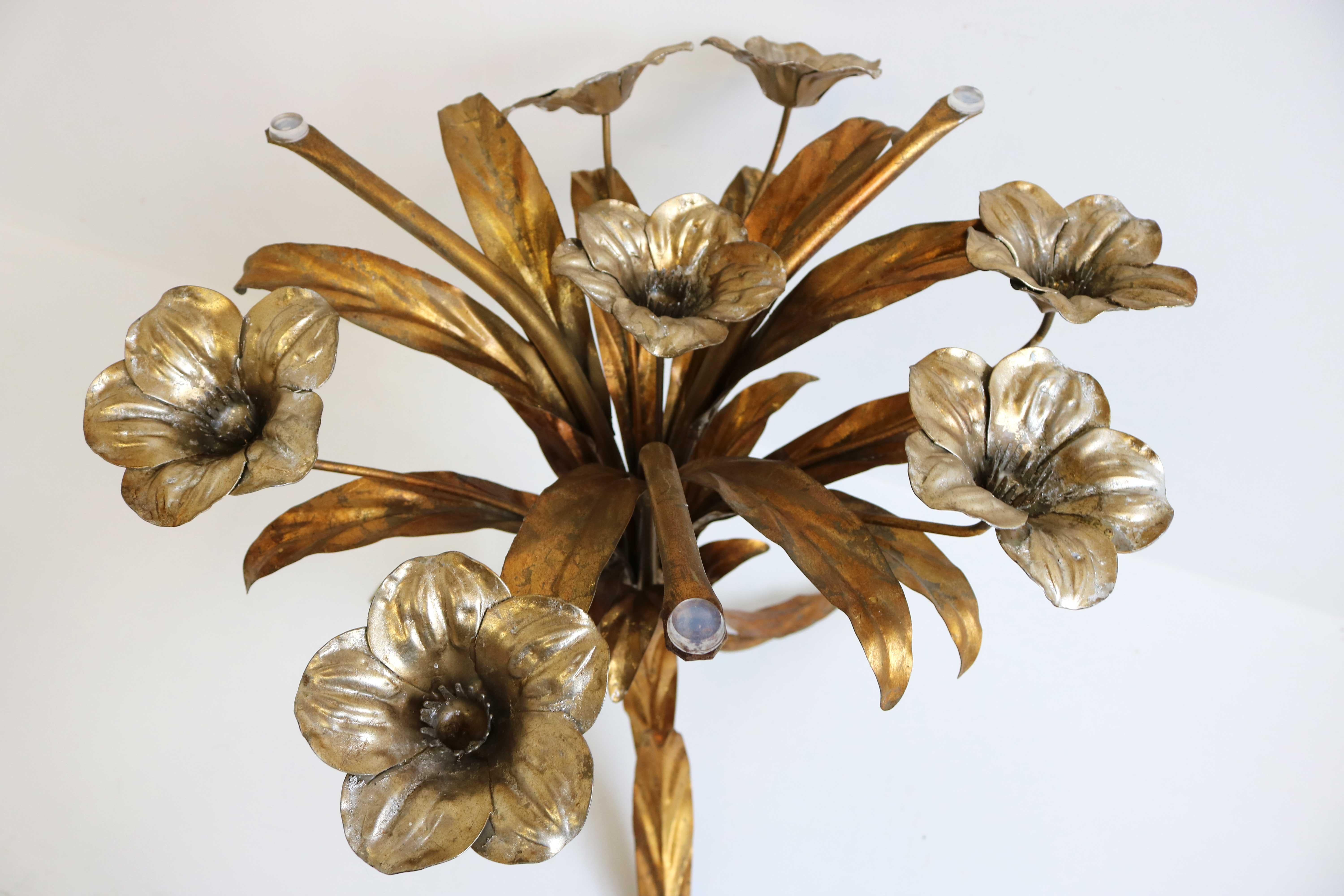Mid-Century Hans Kögl Gold & Silver Gilt Flower Side Table Hollywood Regency 2