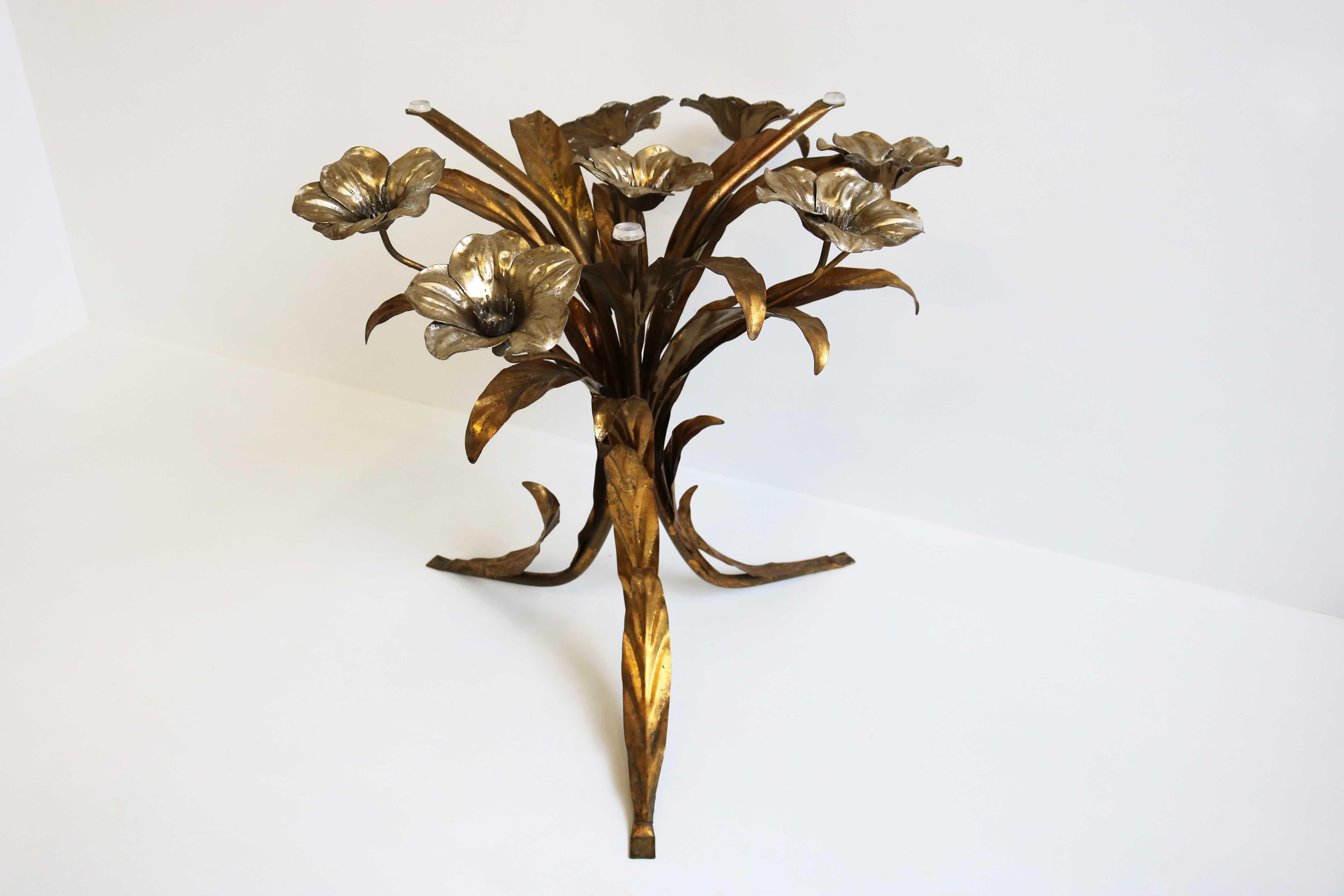 Mid-Century Hans Kögl Gold & Silver Gilt Flower Side Table Hollywood Regency 3