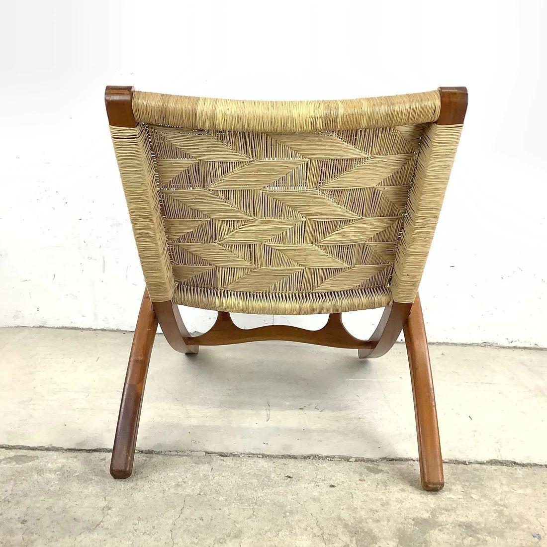 Unknown Mid-Century Hans Wegner Style Folding Rope Chair