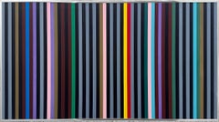 Mid-century Hard Edge Colorful Lines Painting, Gene Davis Manner, Abstract