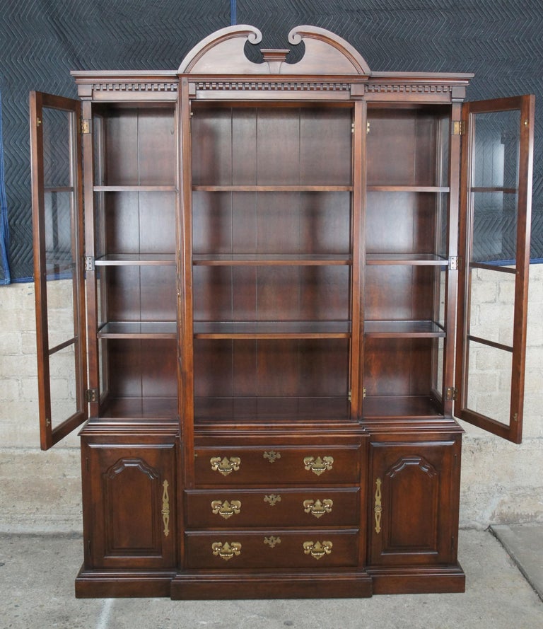 Mid Century Harden Solid Cherry Queen Anne Breakfront China Display ...